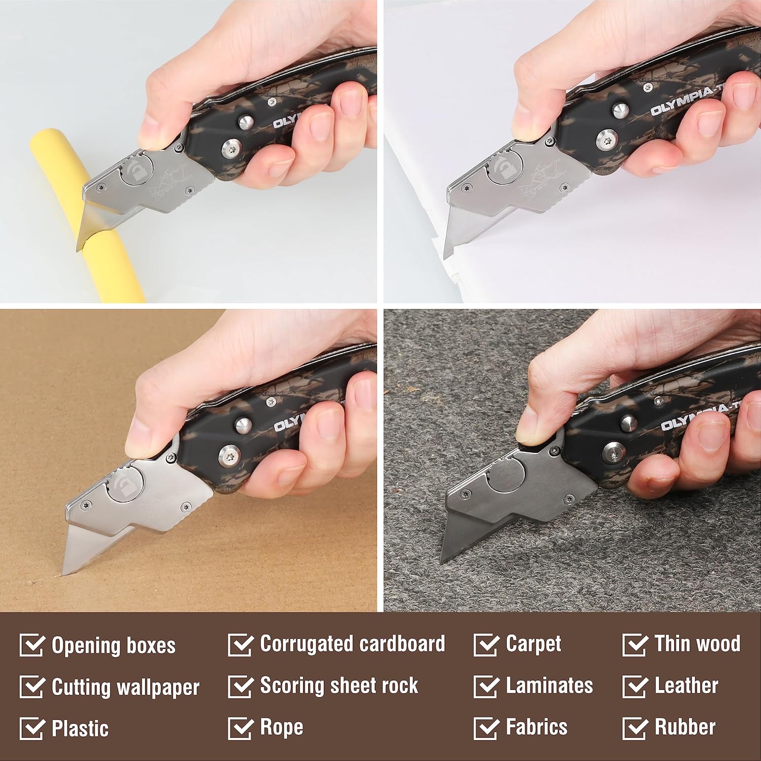 Knife Folding Camo Utility Green