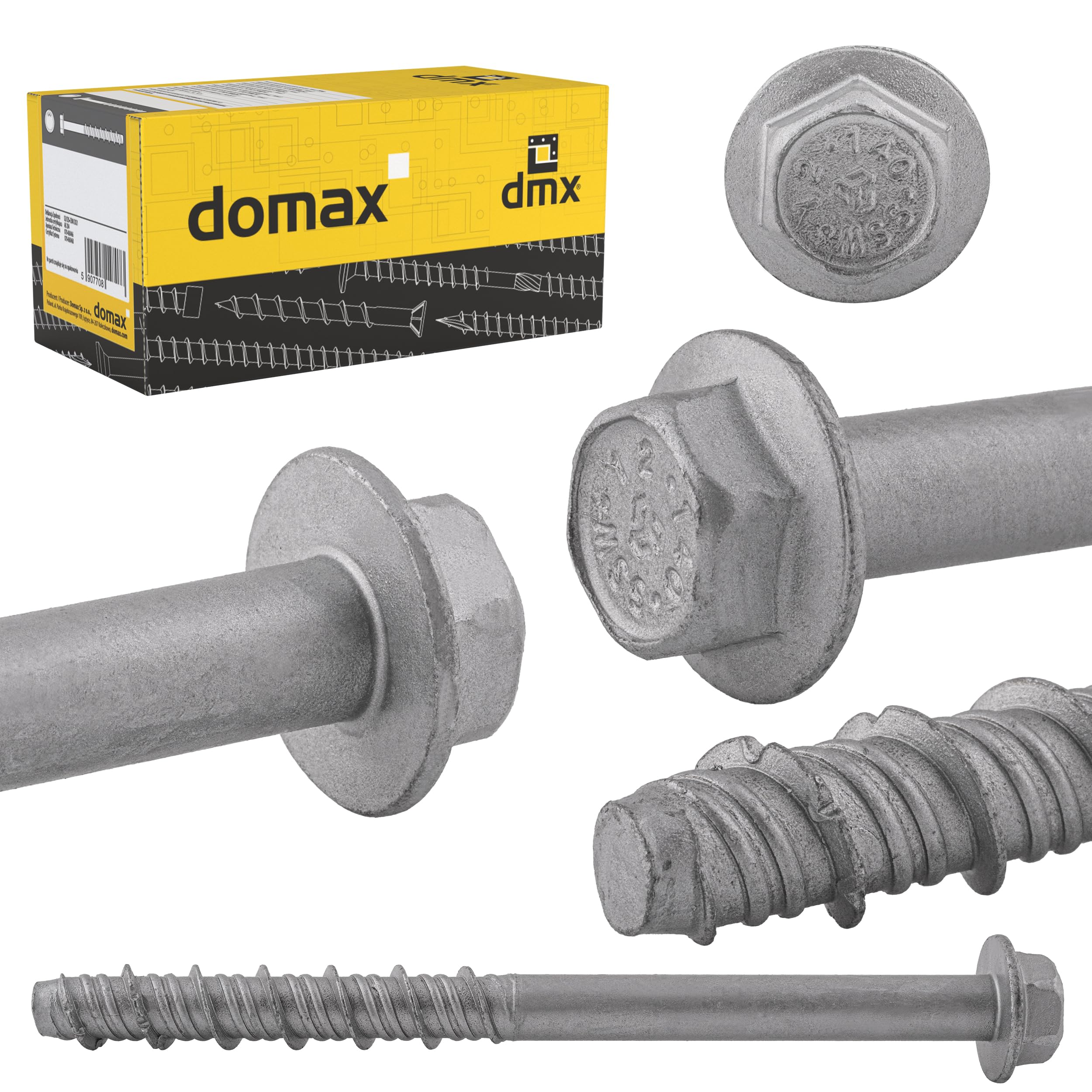 DMX - Betonschrauben Sechskant- Betonschraube Fassadenschraube Spezialschrauben Gasbetonschrauben, gehärteter Kohlenstoffstahl mit Korrosionsschutz 12,5mm - 20 Stk - PBW - 12,5x200
