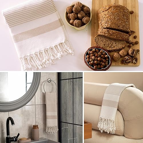 Vista 53 de Ruvy Home Basics - Toallas de mano turcas para baño - Toallas decorativas de algodón para baño, cocina, yoga, gimnasio, té, paños de cocina, rostro