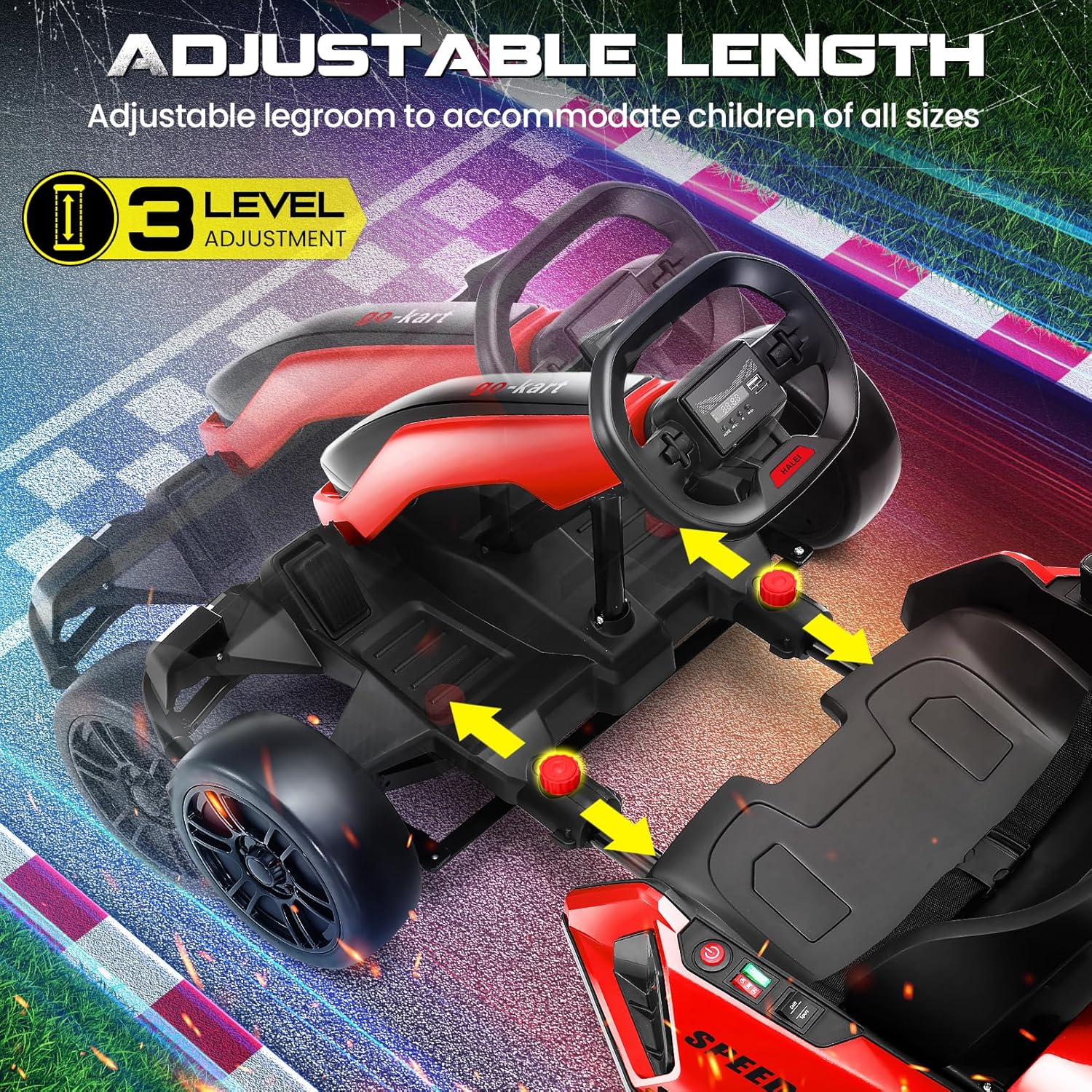 Hikole Electric Go Kart for Kids, 24V Go Cart with Adjustable Seat, 3 Speed Mode, Fast 300W Motor, 8.5 MPH, EVA Tires, for Kids Teens Ages 6-8-10-12-14 Years Old, Red