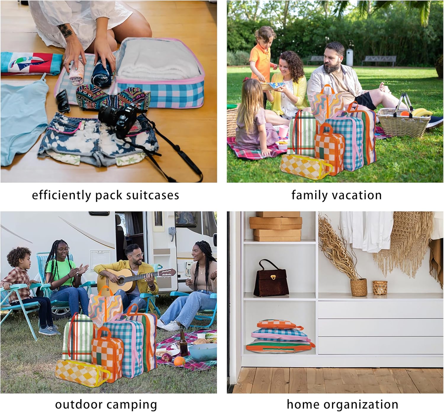 6 Pcs Compression Packing Cubes, Packing Cubes for Travel, Waterproof Luggage Organizer Bags Set, Cute Packaging Cubes for Women Kids Backpack Carry-Ons - Image 7