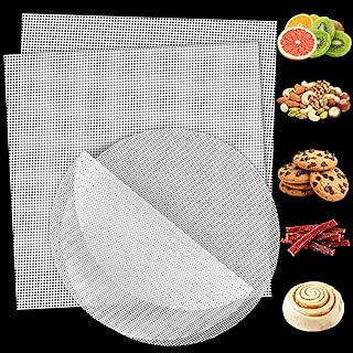 4PCS Silicone Food Dehydrator Sheets - Reusable Non-Stick Mesh Dehydrator Sheets, Round & Square Silicone Steamer Liner for Drying Fruit, Meat, Fish & Baking Dim Sum, Dumplings