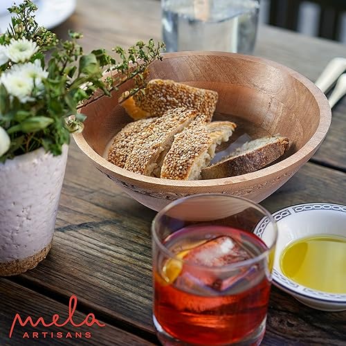 Miniatura 5 de Mela Artisans Wooden Fruit Bowl | Medium Burnt Finish | Large 12” Mango Wood Serving Bowl | Multipurpose for Kitchen Countertop | Salad| Fruit|