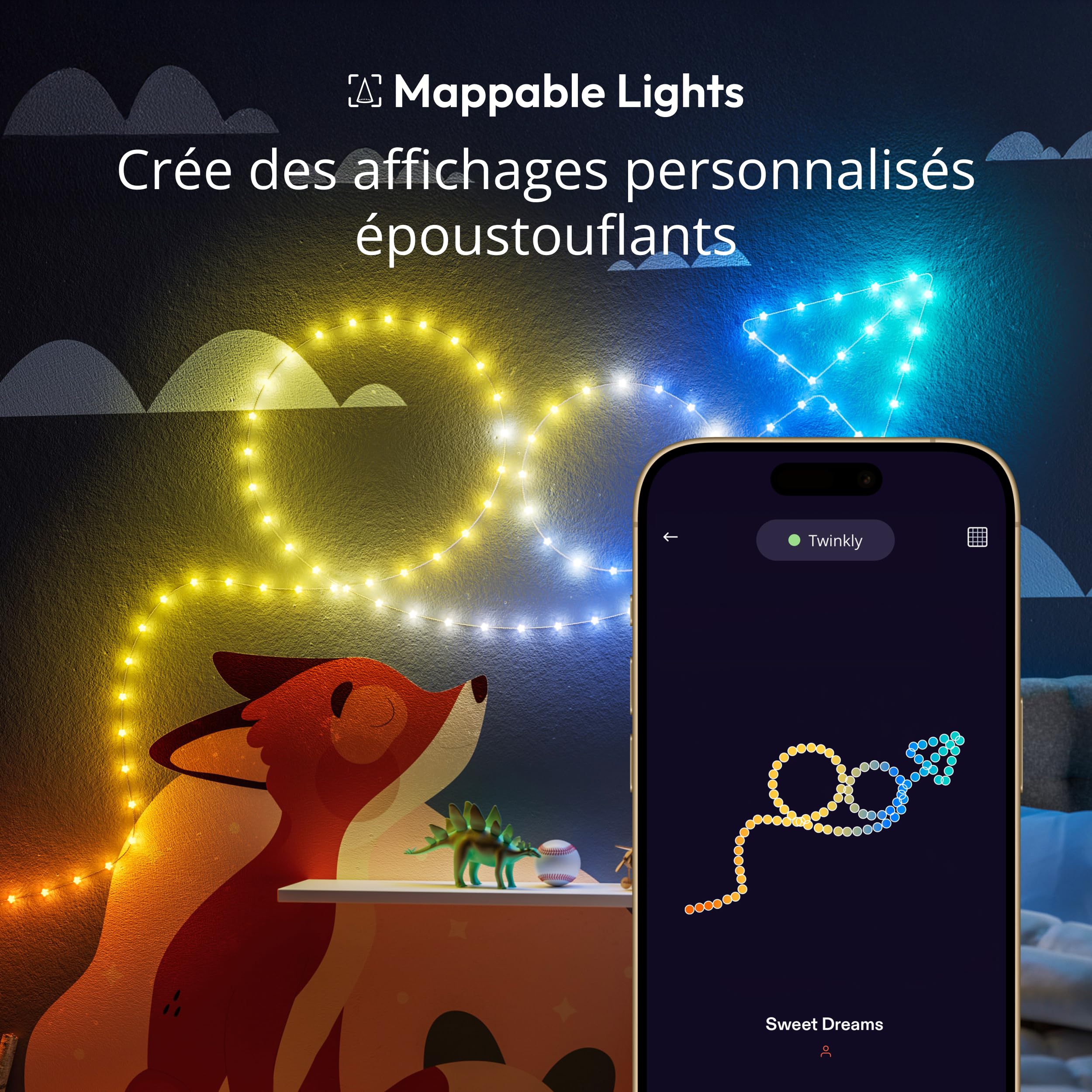 Twinkly Strings USB-C Star 100 LED, Guirlande LEDs en Forme d'Étoile, Fil Lumineux LED Multicolore RGB, Lumières Saint-Valentin, Compatible avec Alexa, Google Home, USB C, Fil Transparent, 6m