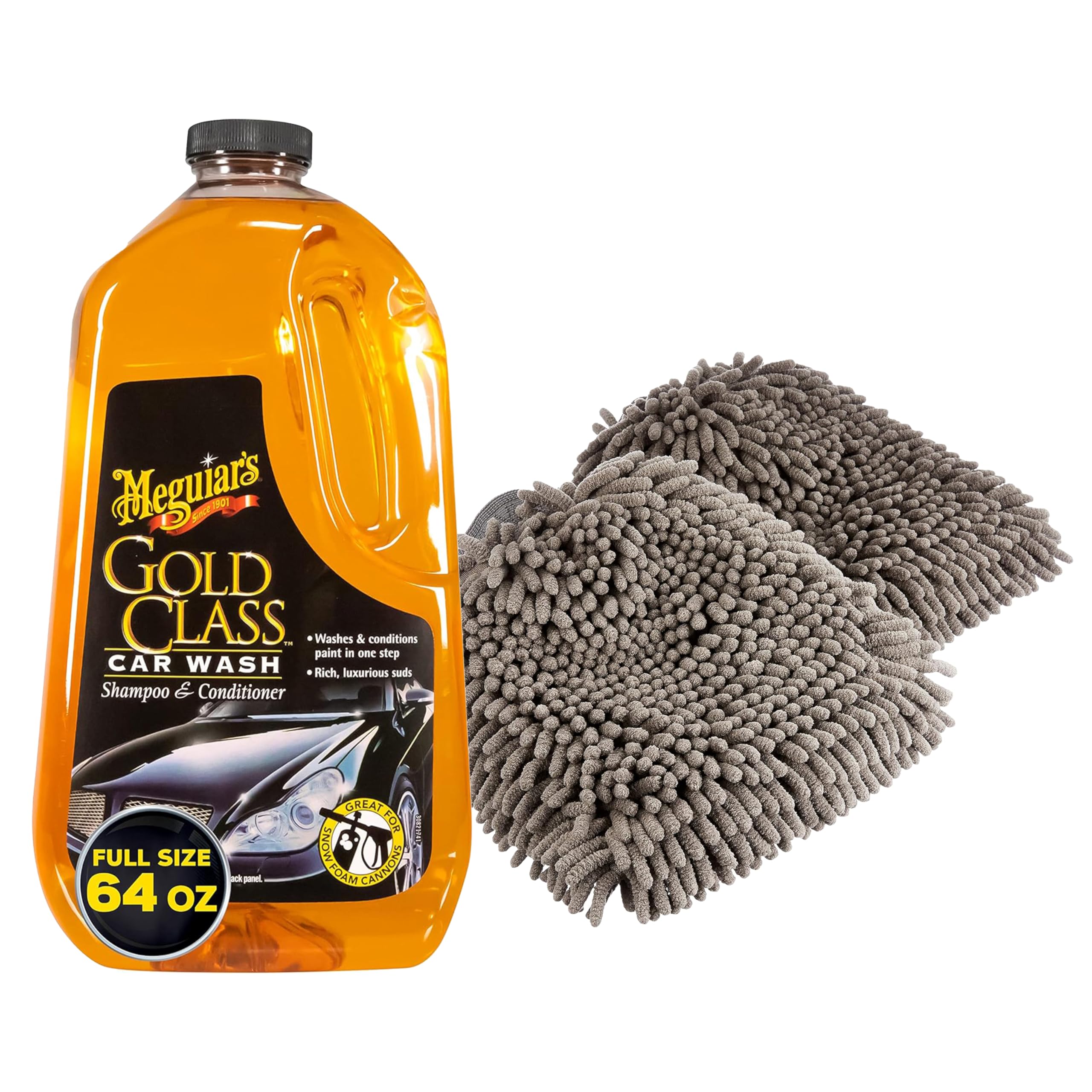 Meguiar'sGold Class Car Wash and Amazon Basics Deluxe Microfiber Car Wash Drying Mitts
