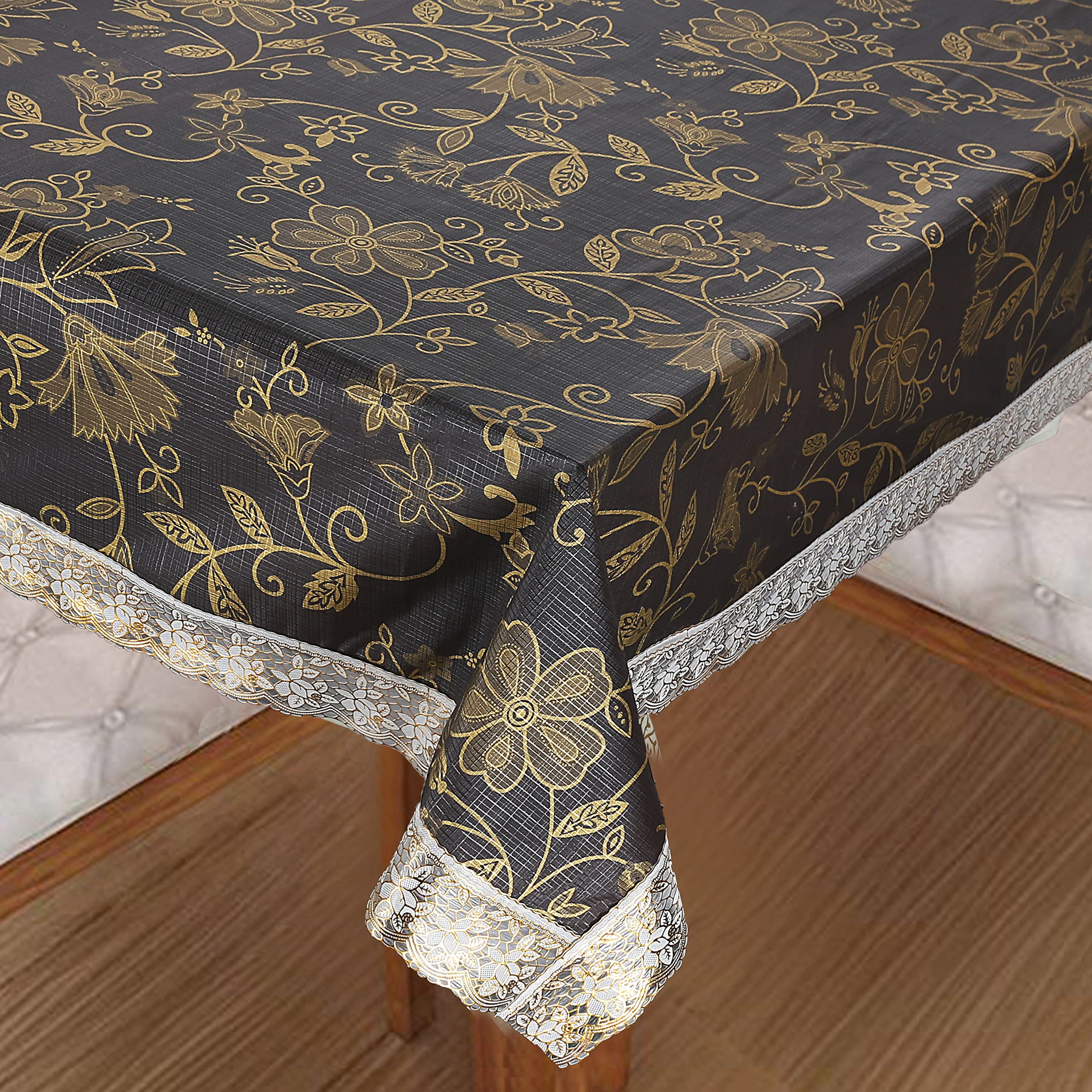Homerz Premium 8-10 Seater Dining Table Cover, Size 60 x 108 inch Exact, Waterproof and Easy to Clean (Golden Floral) (B0BNC7PKJD) Amazon Price History, Amazon Price Tracker