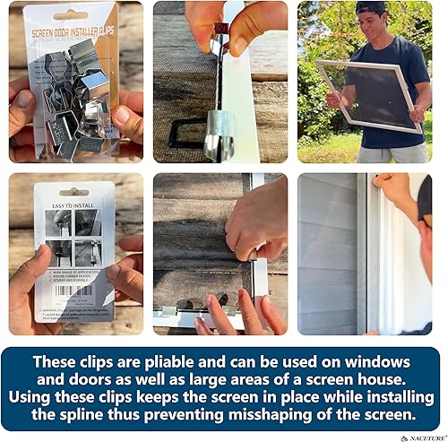 Miniatura 2 de Clips de instalación de puerta mosquitera - 20 clips de pantalla para volver a cribar y clips de retención de pantalla para ventana de patio