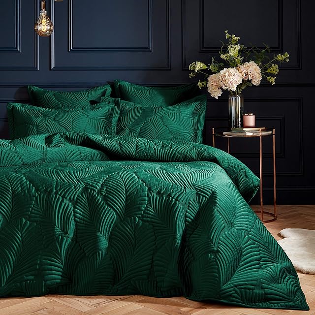 Paoletti Palmeria Duvet Cover and Pillowcase Set, Emerald, King