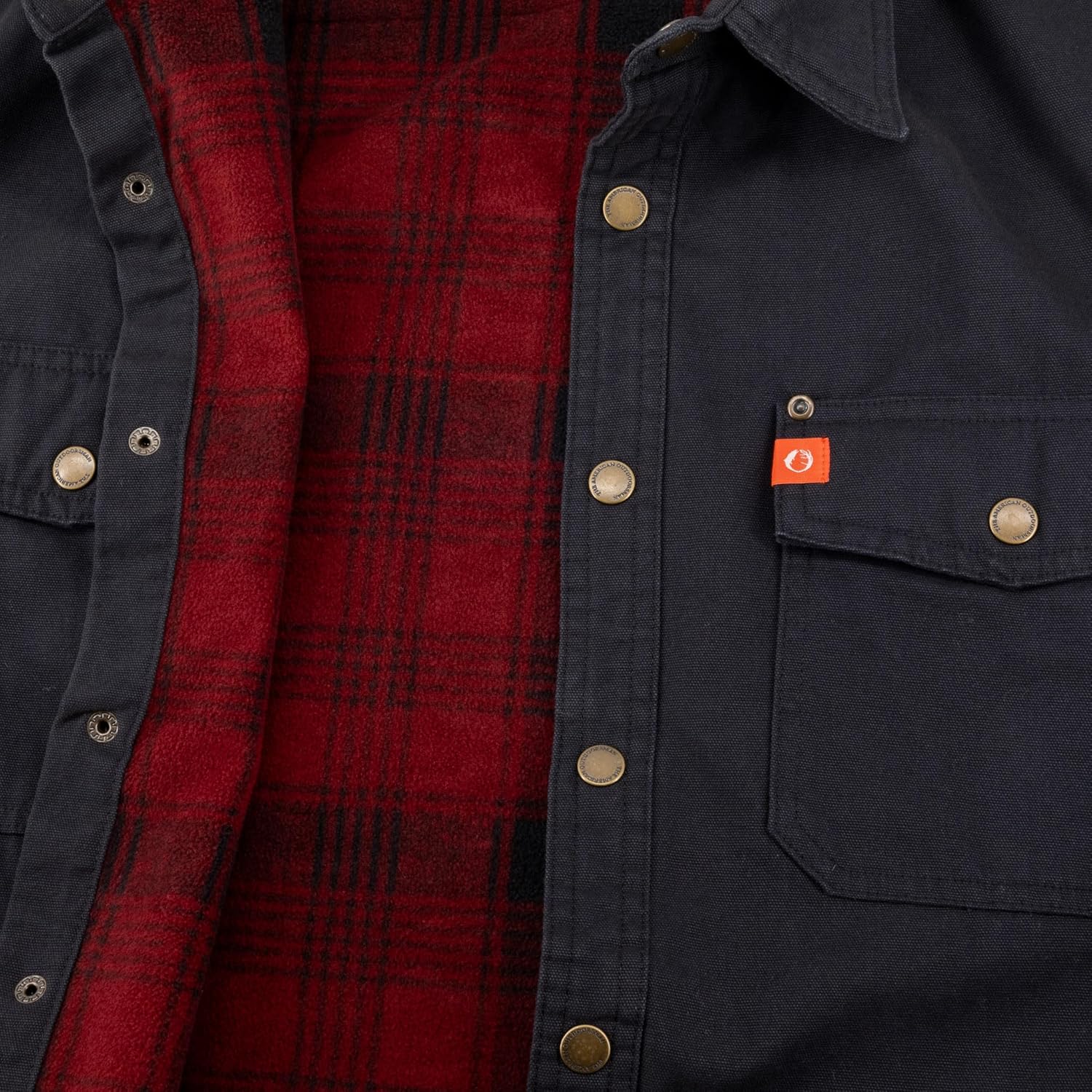 The American Outdoorsman Polar Fleece Lined Canvas Shirt Jacket for Men - Features Double Chest & Lined Hand Warmer Pockets