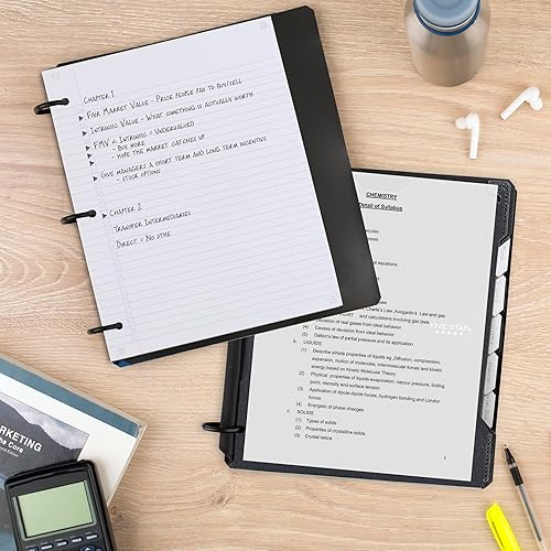 Miniatura 8 de Five Star Flex - Cuaderno recargable + aplicación de estudio, papel rayado universitario y carpeta de anillos TechLock de 1 pulgada con cubierta