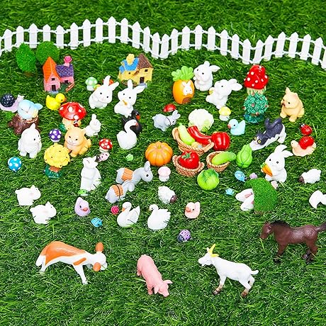 Skylety Mini Farm Animals Figurines for DIY Garden