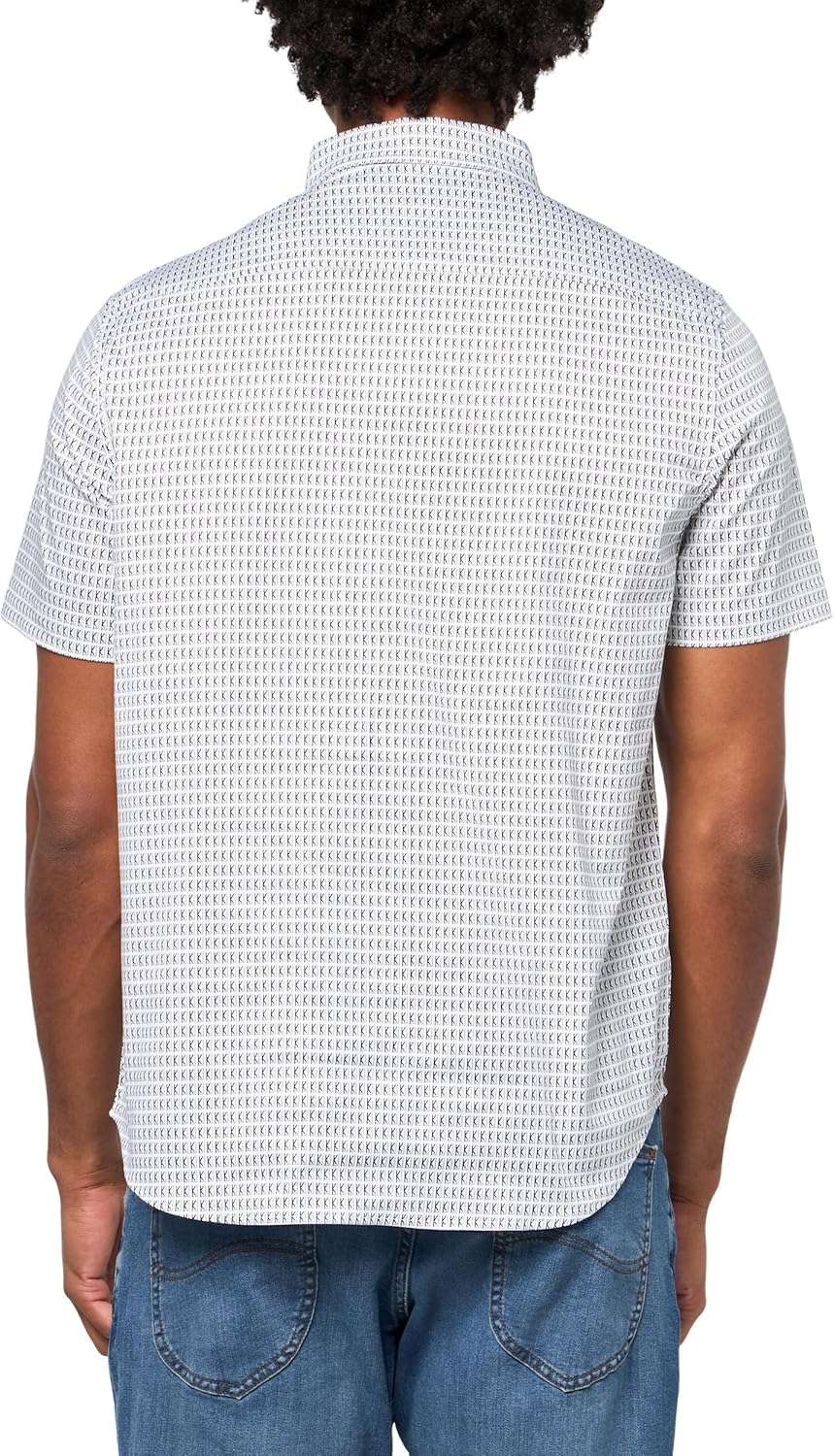 KARL LAGERFELD Men's Button Front Printed Short Sleeve Woven Dress