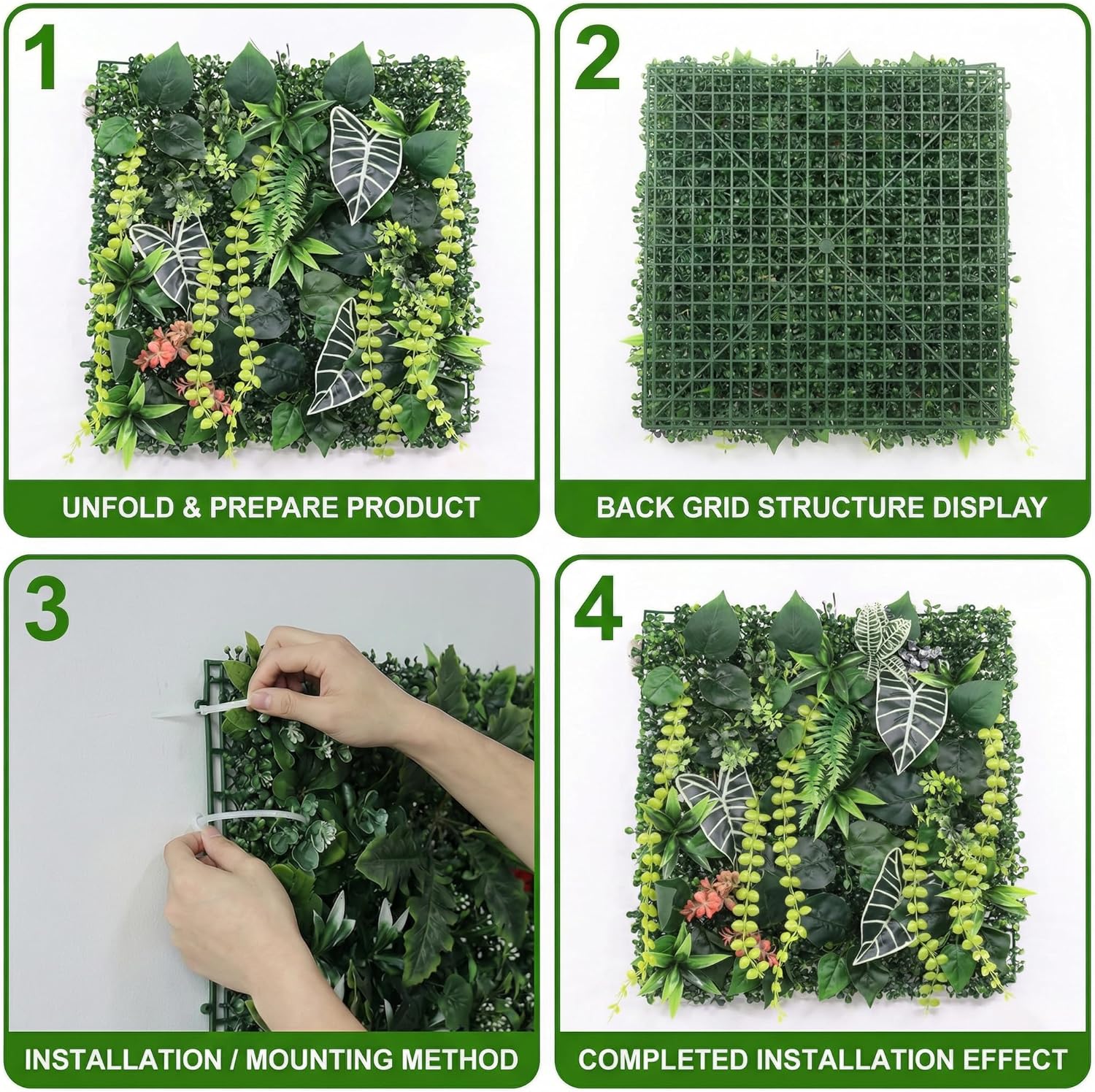 Artificial Grass Wall Panels,20"x20"8PCS Fake Flower Grass Backdrop,UV-Anti Fake Greenery Plant Boxwood Panels,Green Wall Decor for Outdoor Indoor Patio Garden Backyard Balcony Privacy Screen