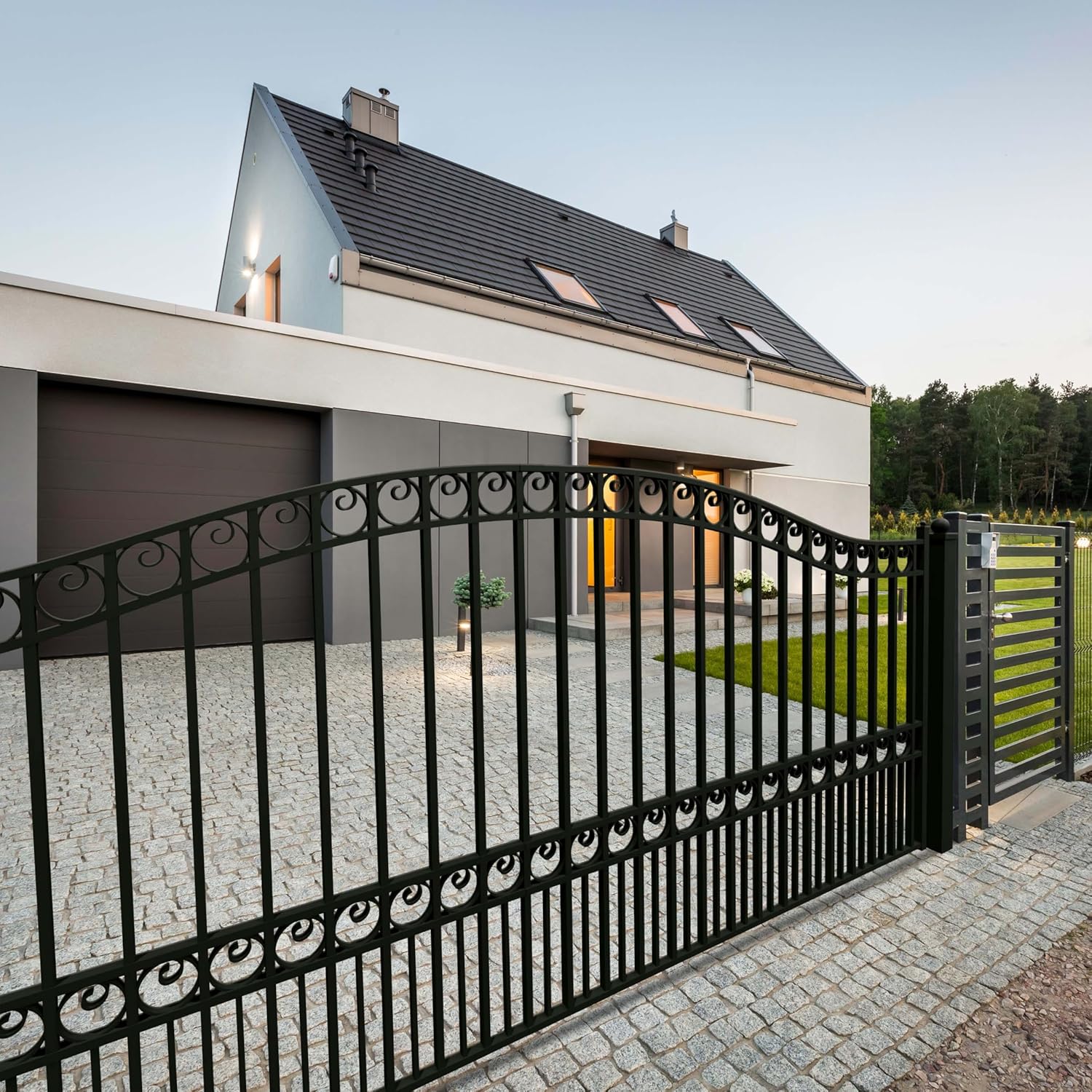 ALEKO 16x6 feet Paris Single Swing Driveway Gate, Anti-Rust Galvanized Steel Security Fence Barrier - DG16PARSSW