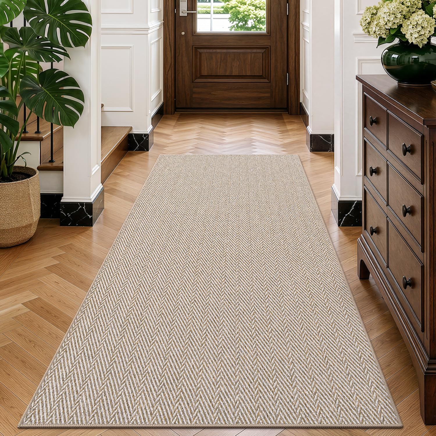 LUMI Ultra Thin Runner Rug for Hallway 2'8"x8', Entryway Rug, Beige