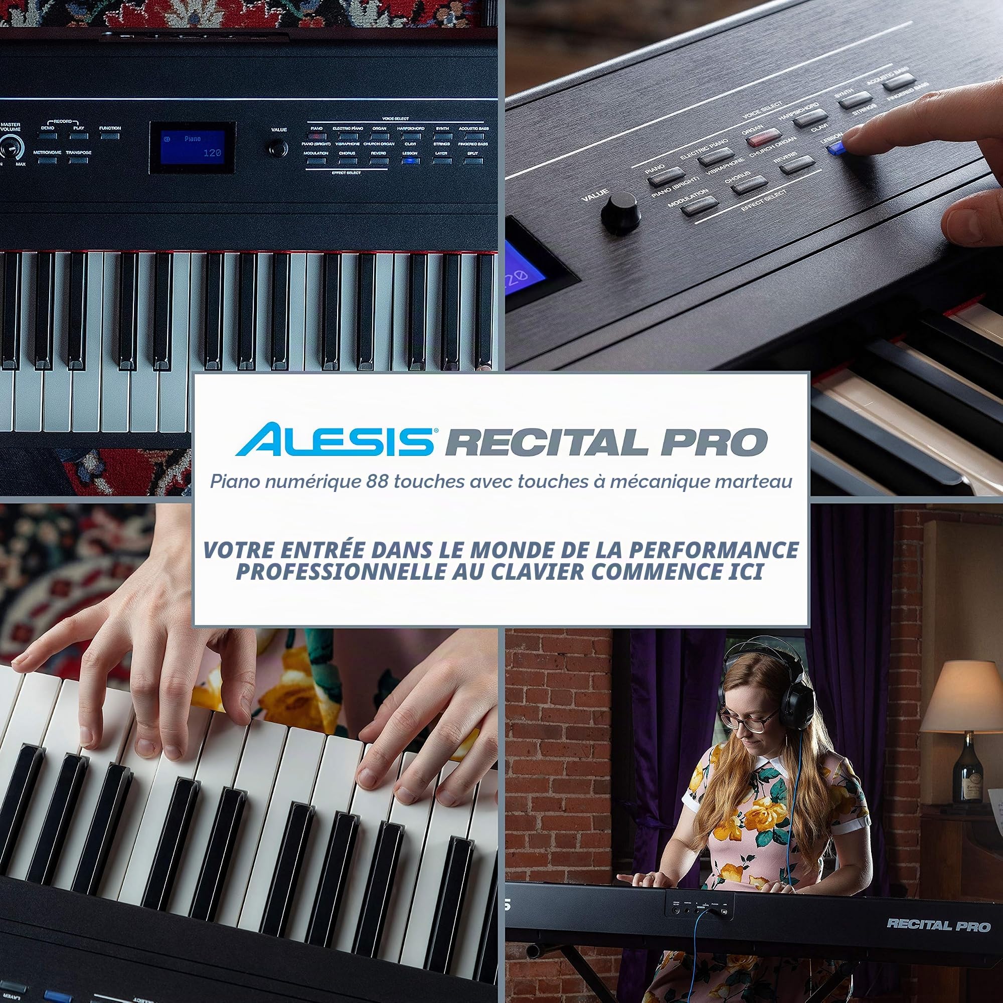 Alesis Recital PRO & M-Audio SP-2 - Piano Numérique avec Un Clavier de 88 Touches à Mécanique de Marteau & Pédale de Sustain Universelle de Type Piano pour des Claviers Électroniques