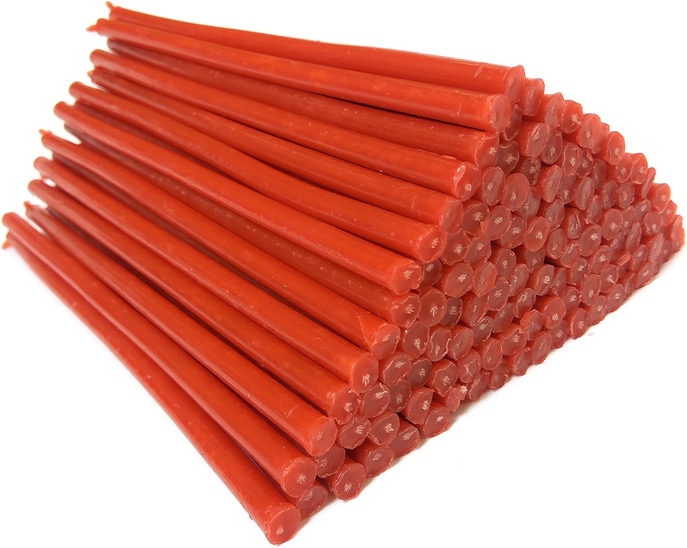 Natural Pure Beeswax Candles Organic Honey Eco Candles Amber Red Color in Gift Box (Natural Cotton Wicks, Dripless, Smokeless, Not Taper Candles) (Red, 6.3 Inches (16 cm) 120pcs)