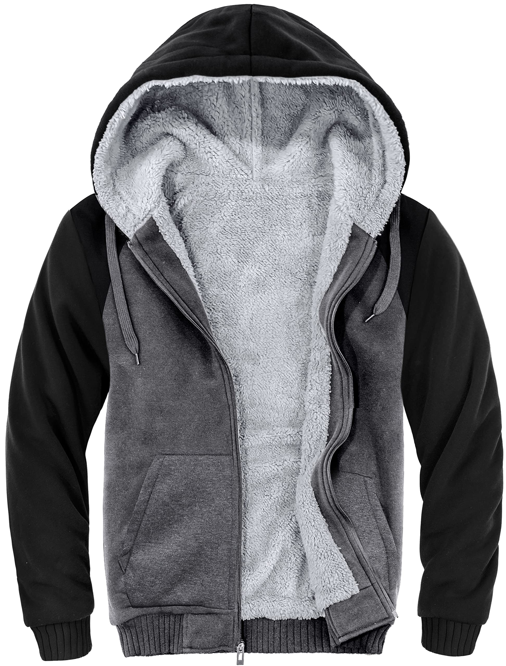 Little BeautyHoodies for Men Zipper Jacket Fleece Sherpa Lined Winter Wool Heavyweight Sweashirts