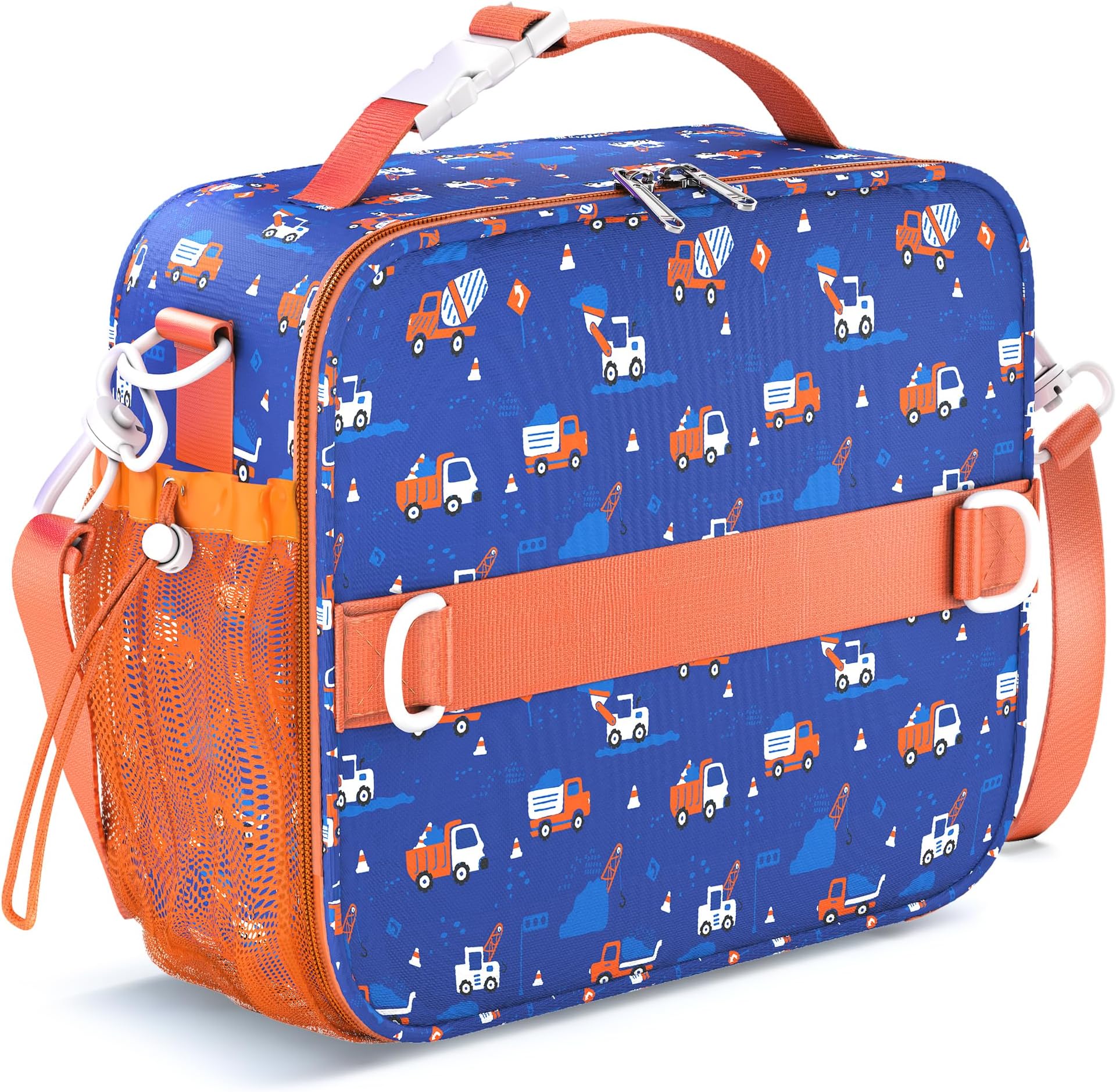 YOLAY Bento Lunch Bag for Kids with Insulated Walls That Keeps Your Lunch, Fruits, Snacks and Meals Warm & Fresh, Holds Lunch Box, Water Bottle and other Meals - Trucks, Standard