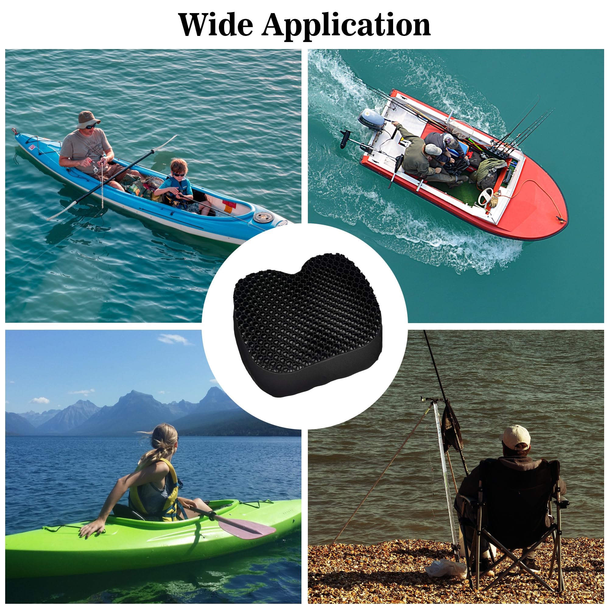 Coussin de siège de Kayak, Coussin de siège en Gel antidérapant pour Une Assise prolongée sur Le Bateau, Le canoë, Le Sup, la Chaise (Noir)