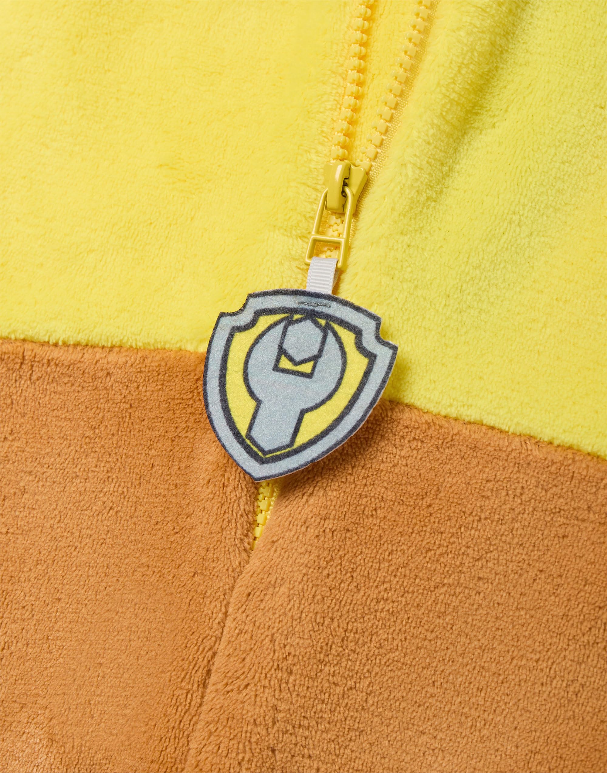 Paw Patrol Rubble Grenouillère pour Garçons & Filles | Pyjama Tout-en-Un pour Enfants en Marron & Jaune | Combinaison de Nuit Unisexe avec Capuche Brodée et Oreilles 3D
