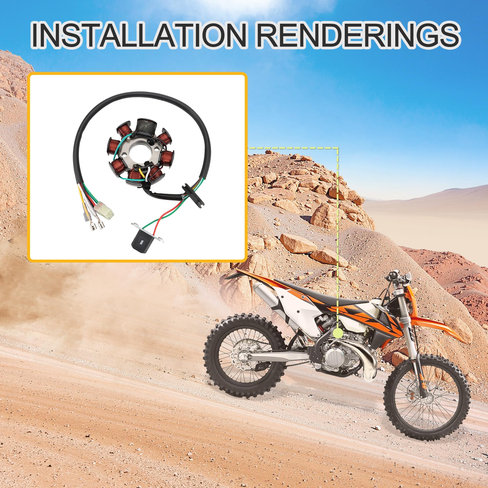 GOOFIT Générateur d'allumage de stator magnétique Remplacement pour 250 EXC XC300 EXC-E XCW 250R 200 125 150 55139004000