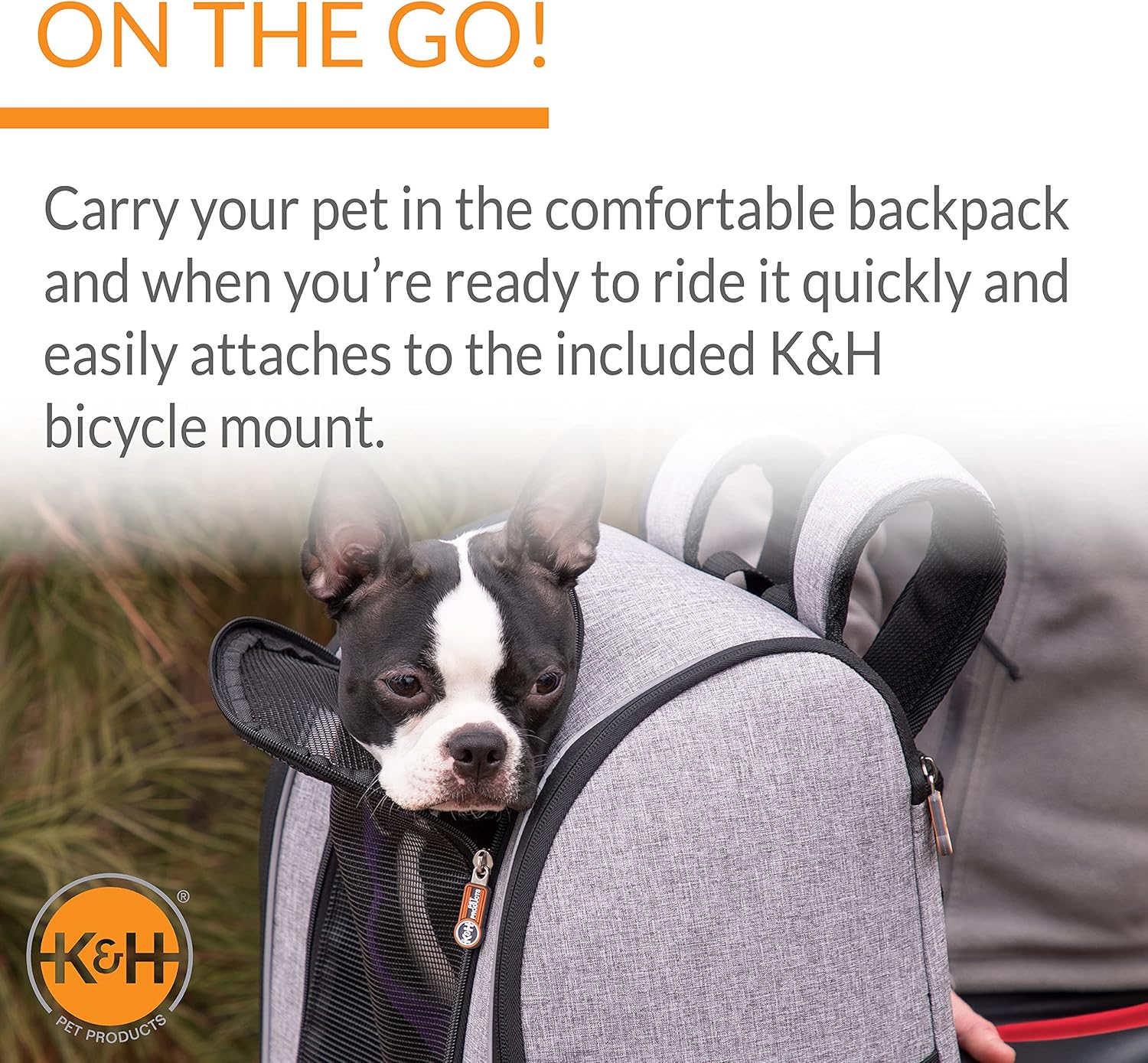 K&H PET PRODUCTS Travel Bike Backpack for Pets Gray 9.5 X 14 X 15.75 Inches : Pet Supplies
