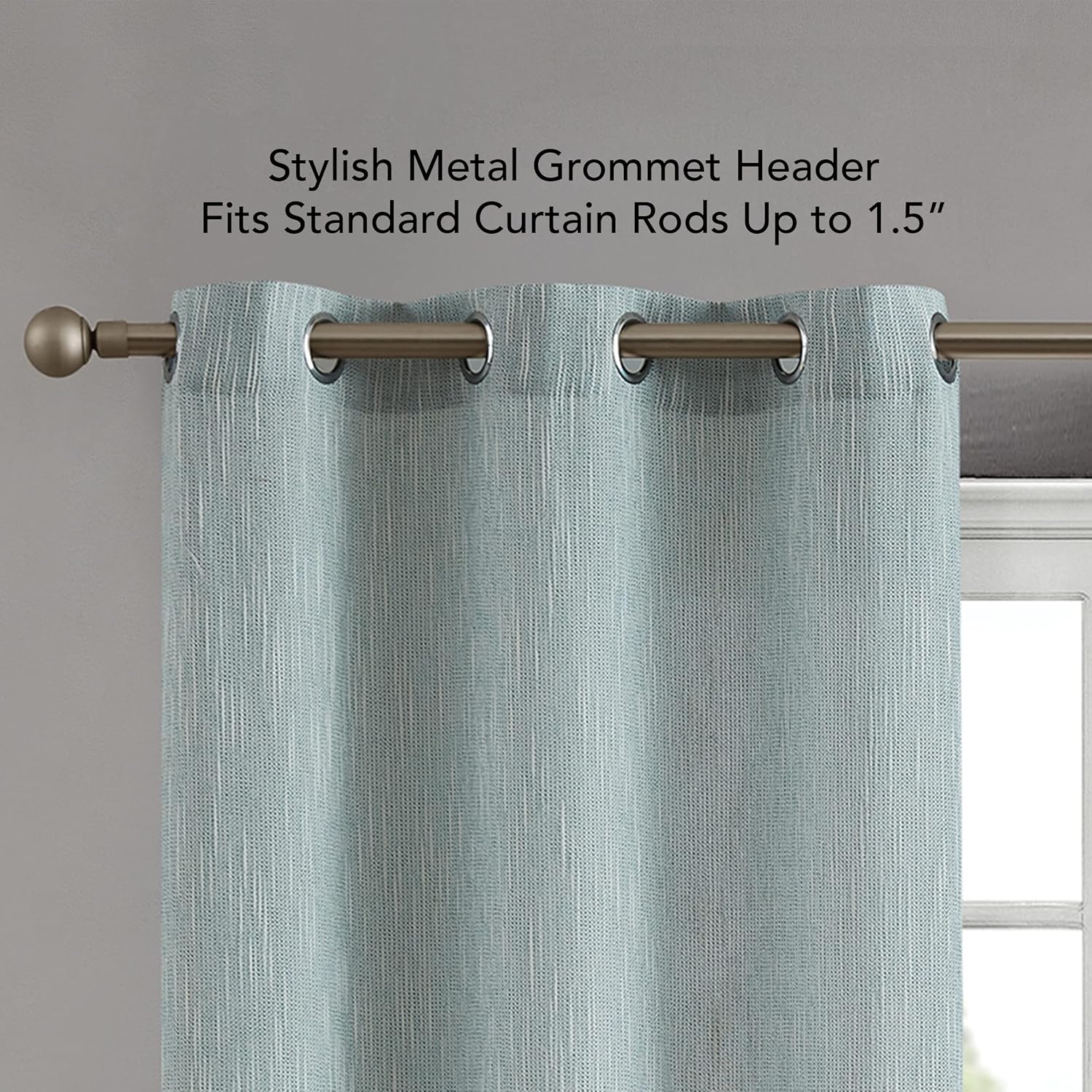 Creative Home Ideas Semi Sheer Curtains (2 Panels, 38" x 84", Aqua) Light Filtering Curtain Panel Pair with Tiebacks - Jorja Window Curtains for Bedroom, Living Room - Heavyweight Woven Drapes