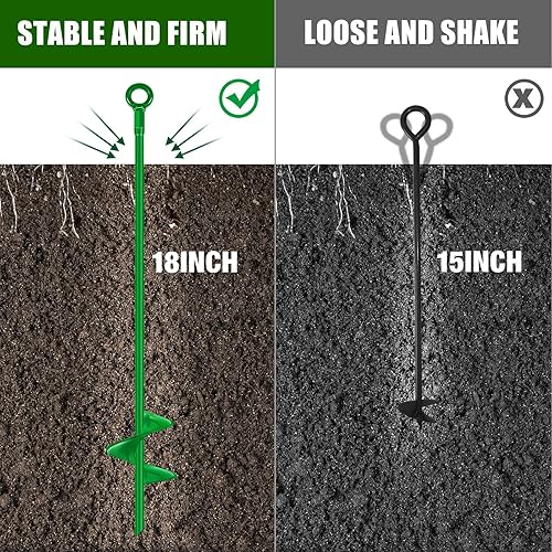 Miniatura 5 de Chumia Anclaje de suelo de 18 pulgadas, hoja en espiral de alta resistencia, juego de anclajes de tierra de metal para asegurar árboles, tiendas de