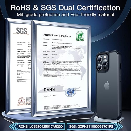 Miniatura 6 de CASEKOO Carcasa a prueba de golpes de grado militar diseñada para carcasa de iPhone 13 Pro delgada, antihuellas y antiarañazos, mate, translúcida,