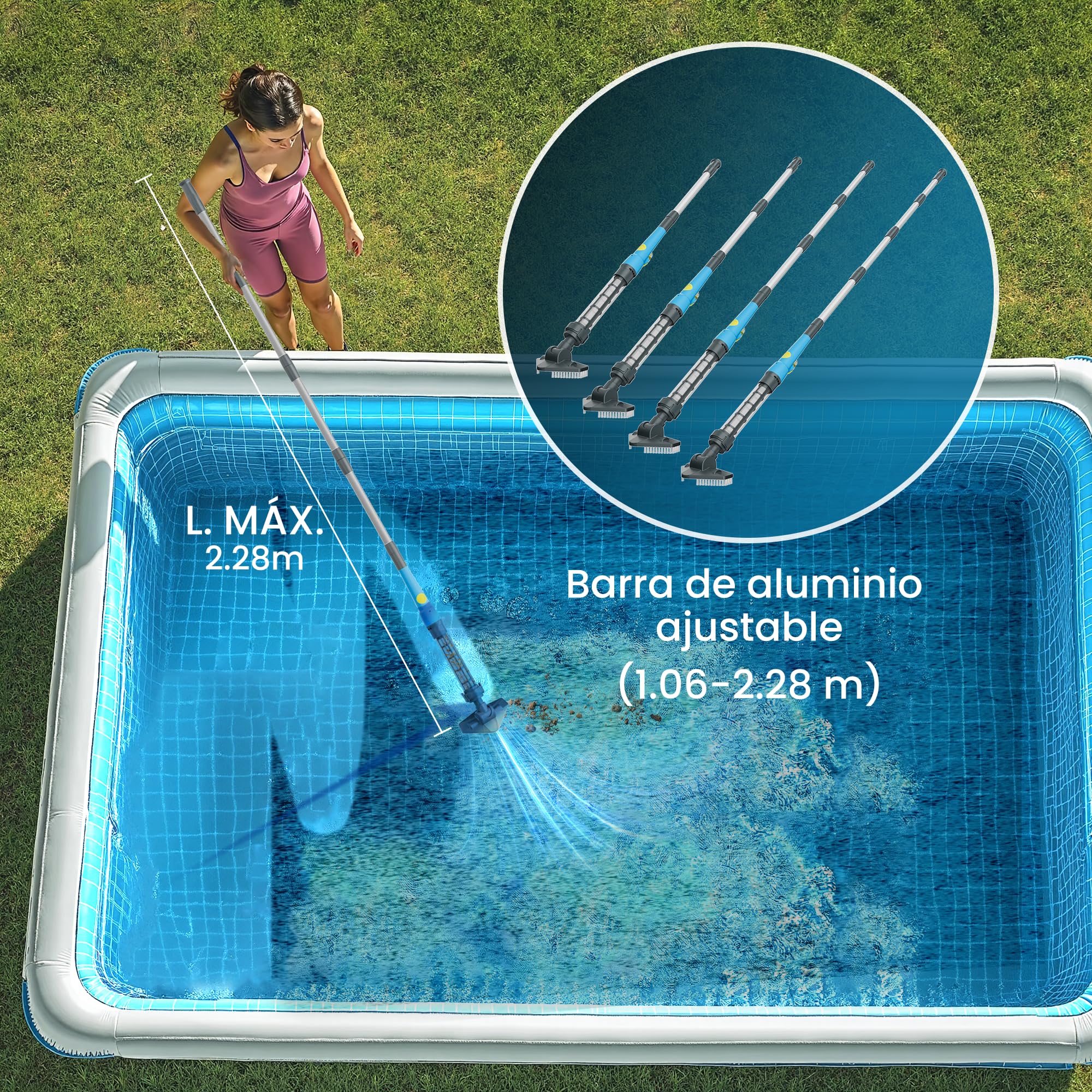 Aspirador inalámbrico de Piscina con batería de Gran succión y batería Recargable para Hot Tub, spas y Piscinas pequeñas