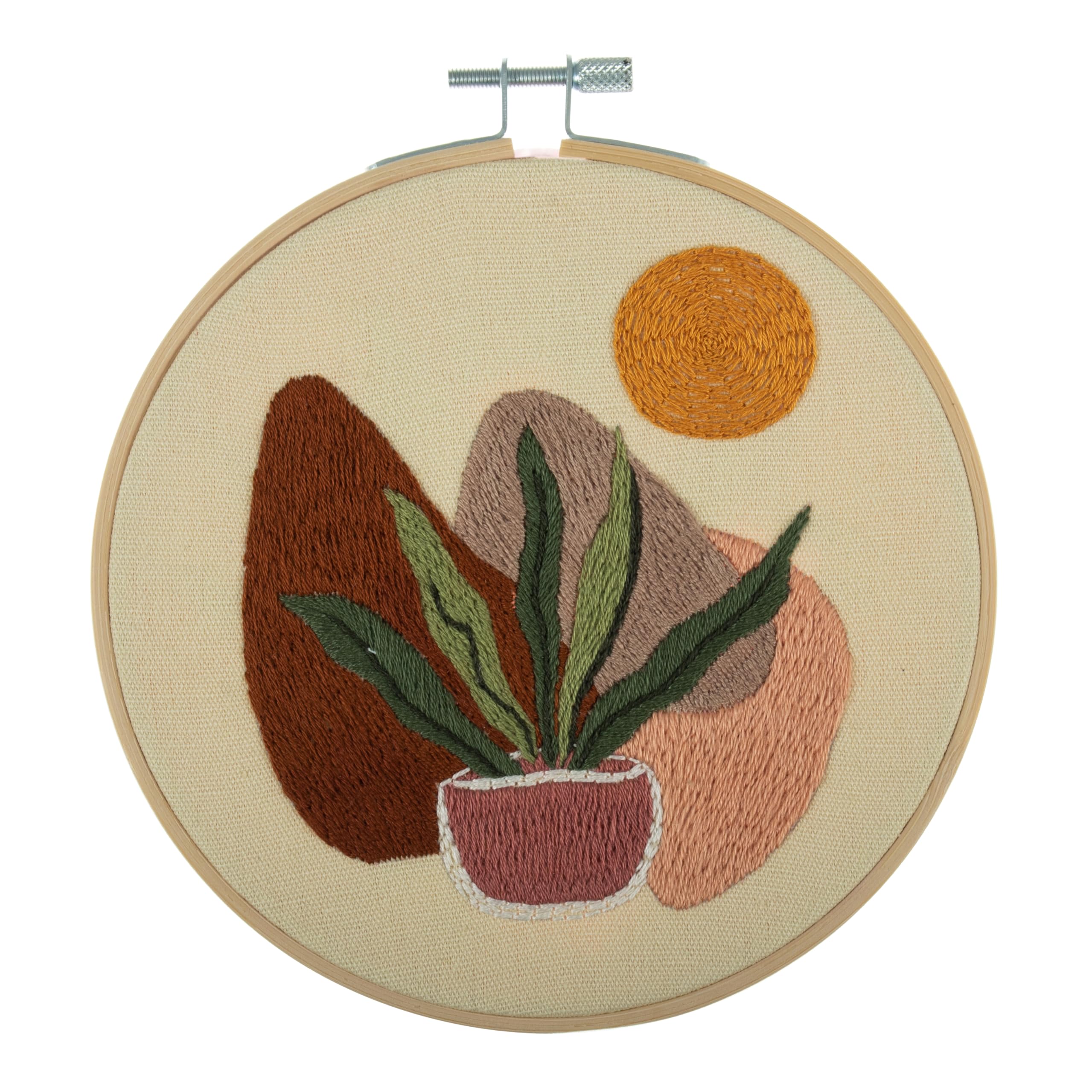 Trimits Embroidery Kits - 15cm 6" Embroidery Beginners Kit, Cross Stitch Kits for Adults, Starter Set with Bamboo Hoop, Fabric, Threads, Needle & Backing - Nature