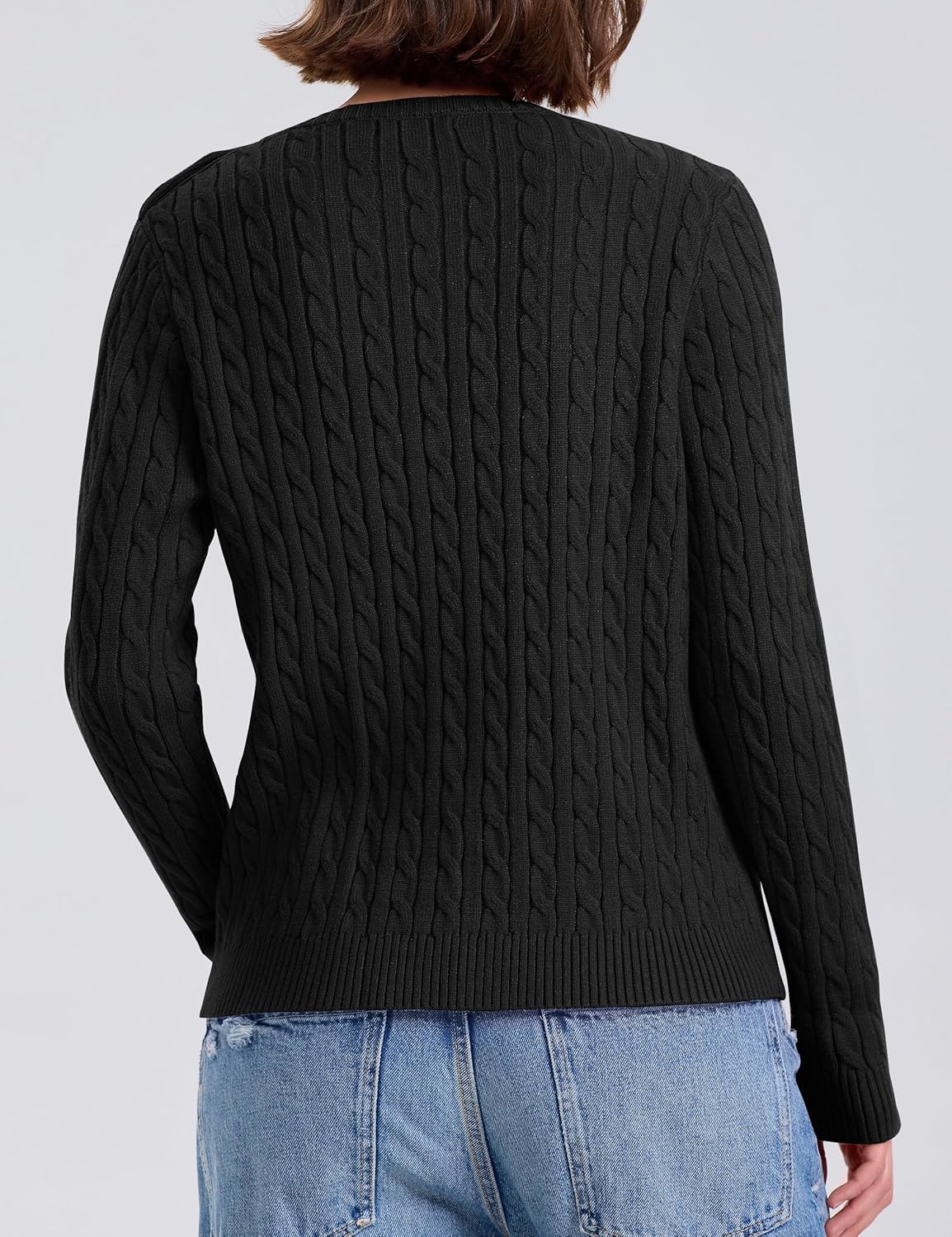 PrettyGuide Women's Cable Knit Sweater Long Sleeve Crewneck Button Shoulder Casual Pullover Sweaters Tops - Image 6