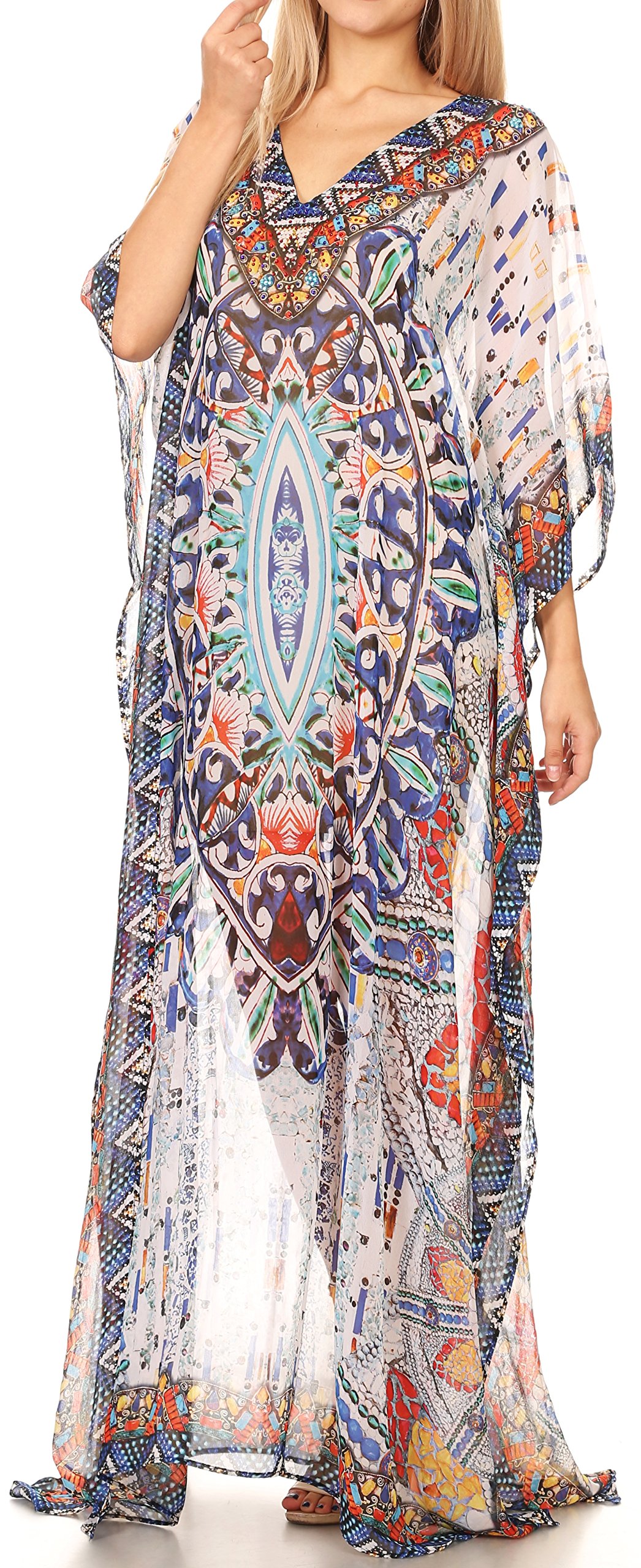 Sakkas Wilder Robe Caftan Robe de Plage Motif Imprimé Longue Transparente
