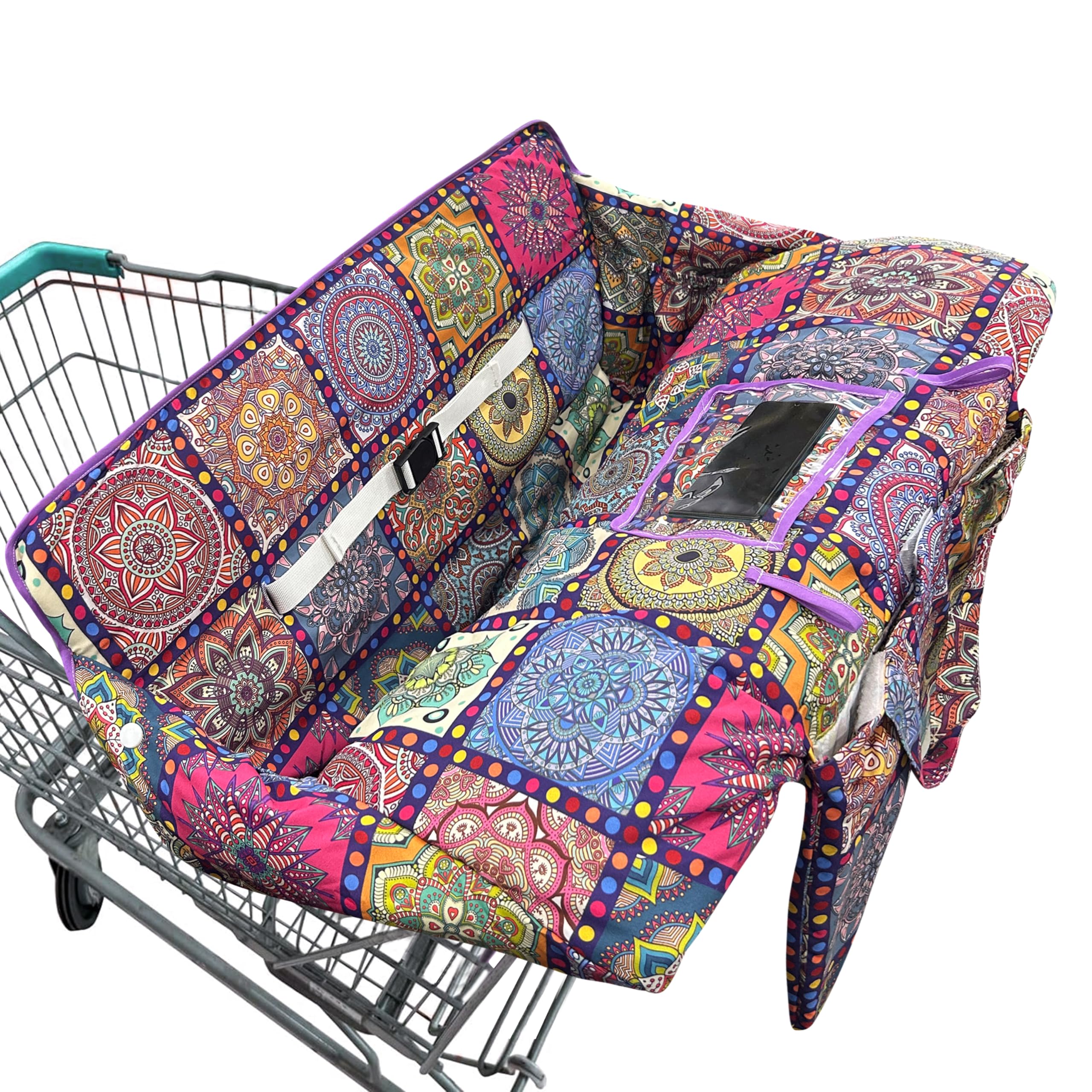 Shopping Cart Cover for Baby,2-in-1 Baby Cart Covers with Portable Cloth Bag Cart Seat Pad for Babies Grocery Cushion Cover Restaurant,Suitable for