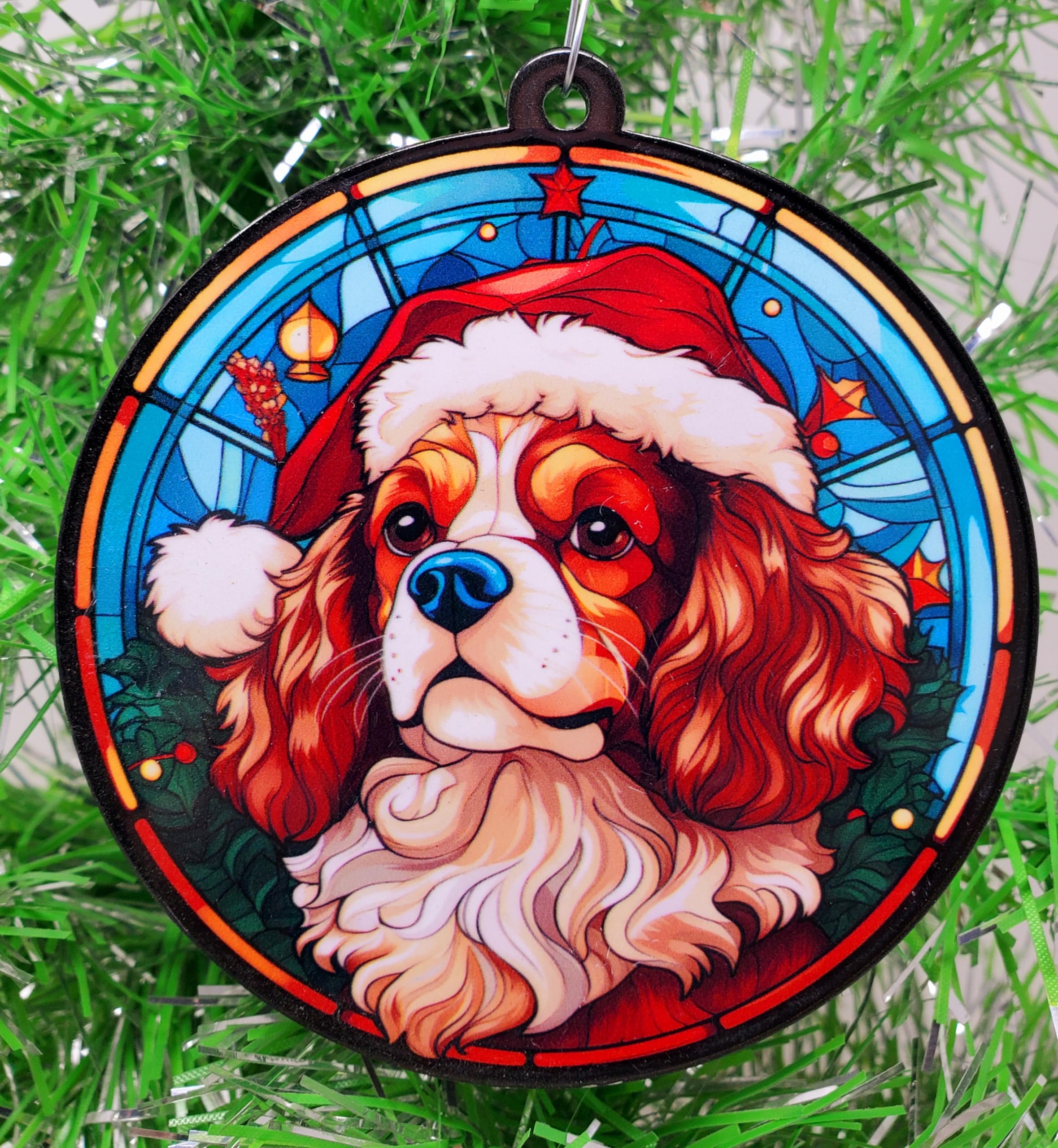 Décoration de Noël en forme de chien épagneul aux finitions peintes main