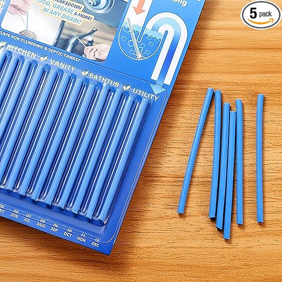 MeeTo Drain Cleaner, Sink Freshener, Deodorizer Disposal Sticks for Odor Clogs Remover Pack Of 5(60 Sticks)