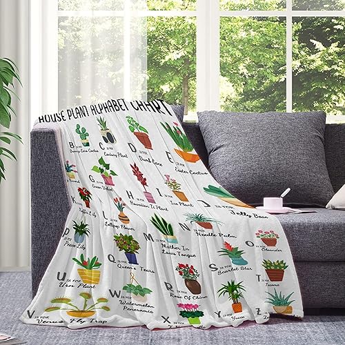 Miniatura 2 de Manta del alfabeto de plantas, flores, suculentas, plantas de interior, árboles, regalo para niñas, niños, amantes de las plantas, manta de franela