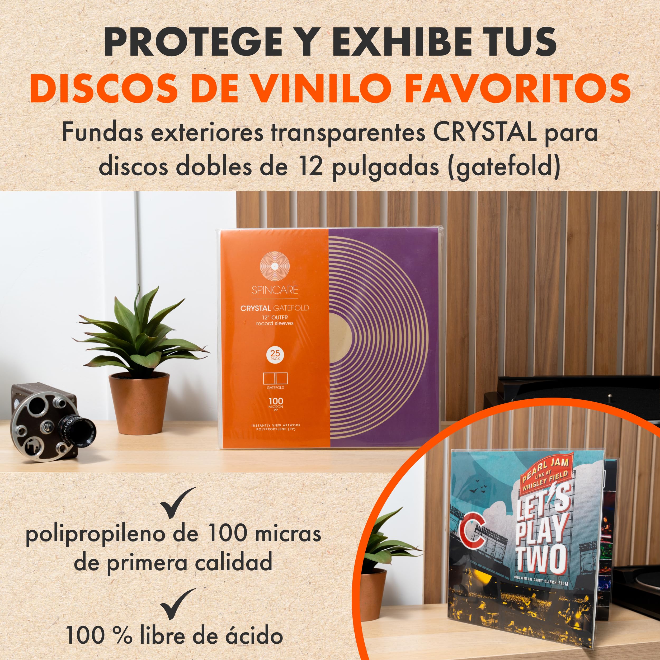 25x Gatefold Fundas Exteriores de Vinilo de 12'' | Spincare Cubiertas Crystal para Álbumes Simples y Dobles | Fundas de Plástico Sin Ácido | Polipropileno Transparente