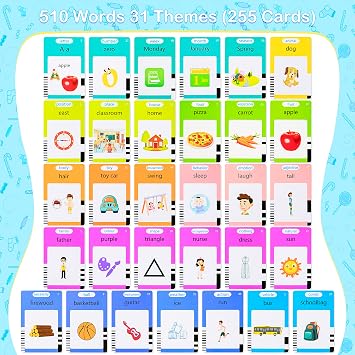 Talking Flash Cards Early Educational Toys for 3 4 5 6 Year Old Baby Boys Girls, Preschool Learning Reading Machine with 224/510 Words, Montessori Interactive Gift for Kids Toddlers