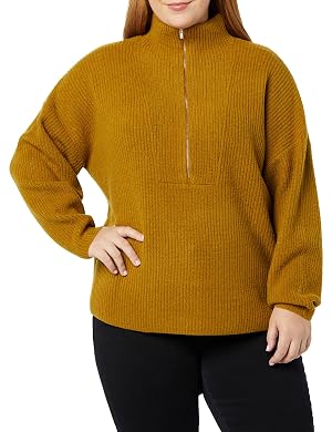 Amazon Essentials Womens Sweaters Dressy Casual Mid Gauge Stretch Half Zip Polo Collar