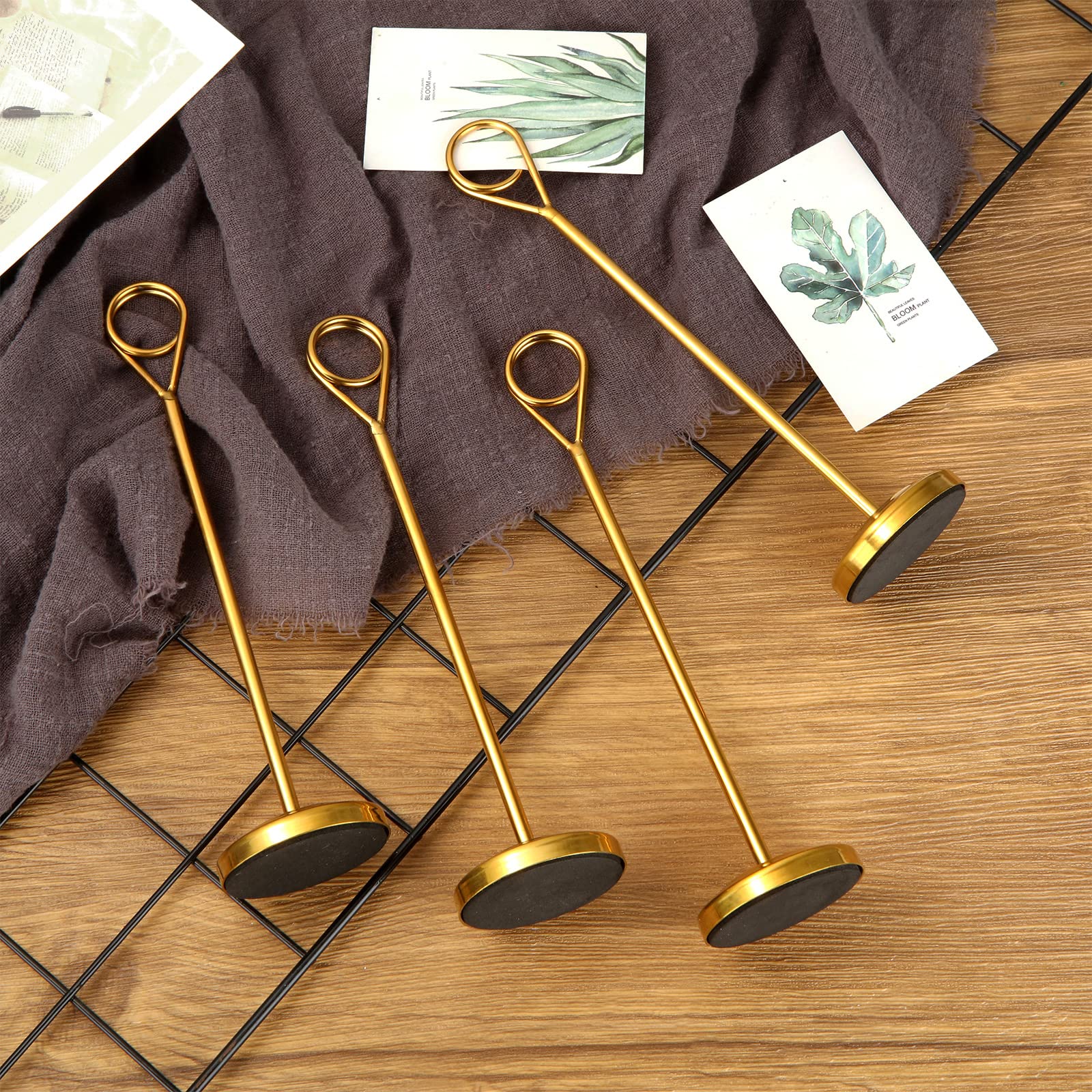 Lot de 6 supports de numéro de table dorés en acier inoxydable de 20,3 cm pour mariage, fête, restaurant, réception, menu et affichage de photos