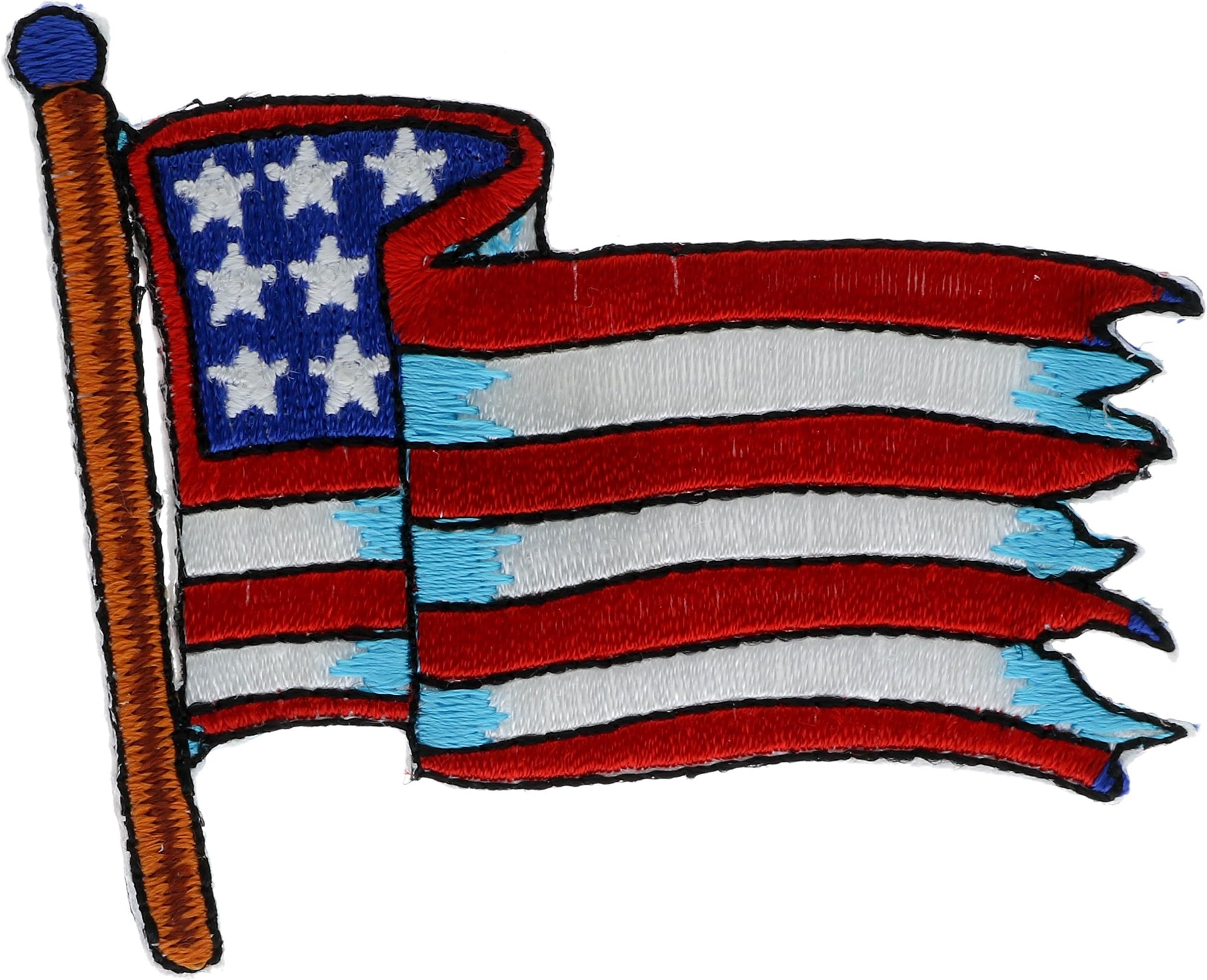 Tattered American Flag 2.5 inch Embroidered Patch NOVP468