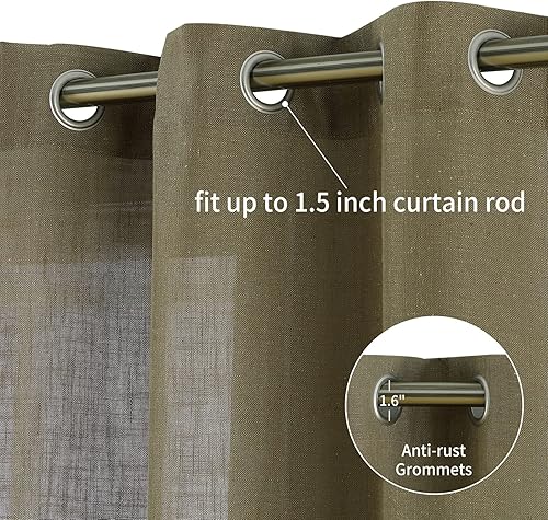 Miniatura 9 de GlowSol Cortinas para sala de estar, paneles de cortina de lino texturizado con ojales, cortina larga de 63 pulgadas, cortinas de granja con filtro