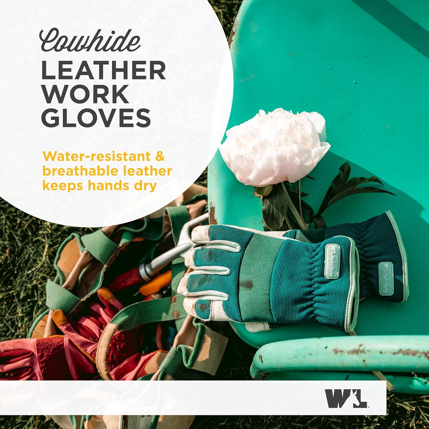 Wells Lamont Women's Work Gloves, Water-Resistant HydraHyde Gardening Gloves, Green, Large (3249L) - Image 2