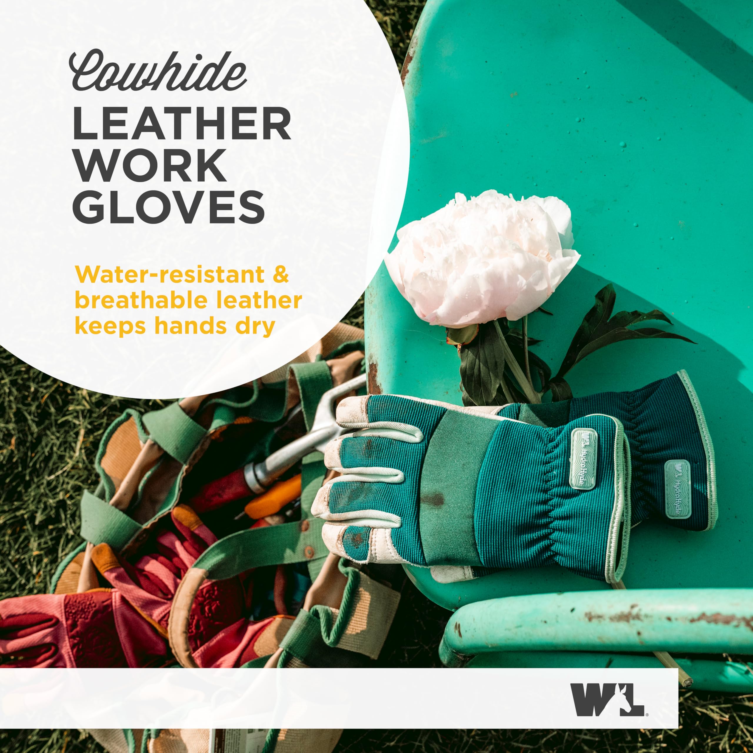 Wells Lamont Guantes de trabajo para mujer, resistentes al agua, guantes de jardinería HydraHyde, color verde, talla S (3249S)