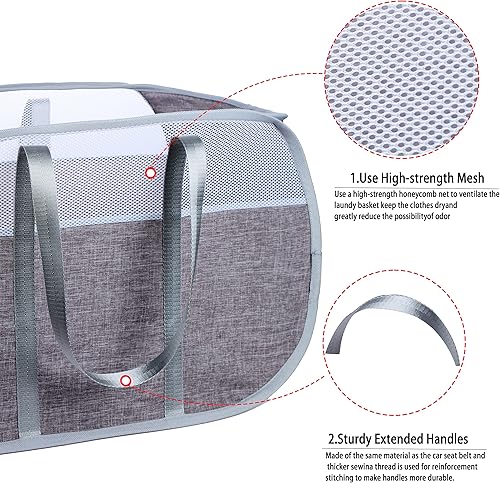 Miniatura 5 de Cesta de lavandería plegable, con asas duraderas, cesta de lavandería plegable, fácil de abrir y plegar para dormitorio universitario, habitación de