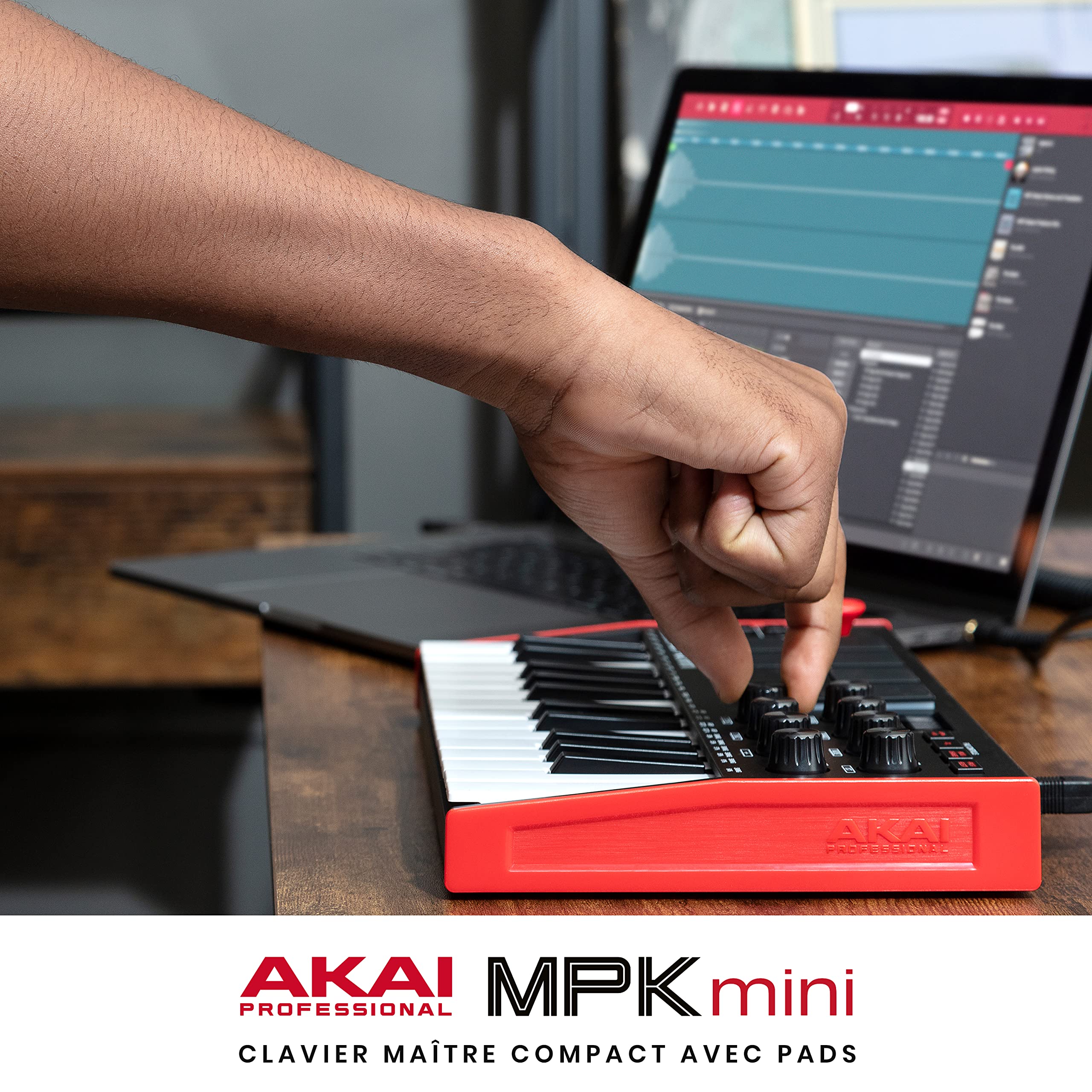 Akai Professional MPK Mini MK3 - Clavier MIDI USB Portable avec 25 Touches, 8 Pads de Batterie, Logiciels et Native Instruments Sound Package (NKS Integration)