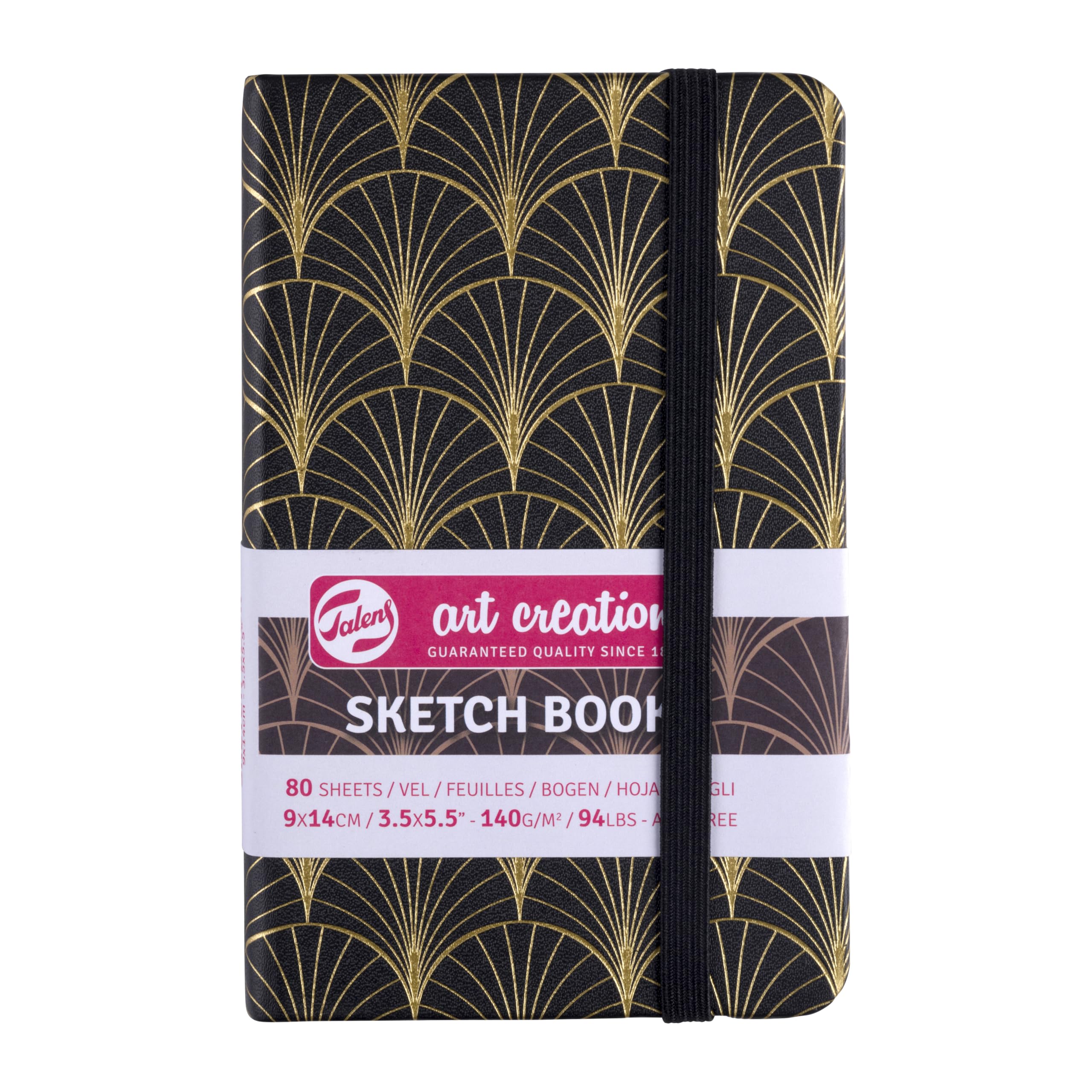 Art Deco Sketchbook - 9x14cm - 140g - 80 Sheets - Rigid Binding - Ideal for Drawing and Journaling