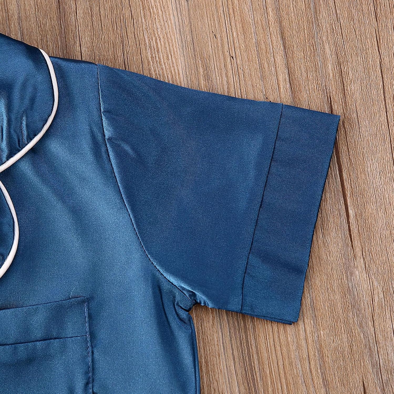 Toddler Baby Kids Satin Summer Pajamas Set Short Sleeve Button-Down Pajamas Top Pants 2Pcs Loungwear Sleepwear Pjs - Image 7